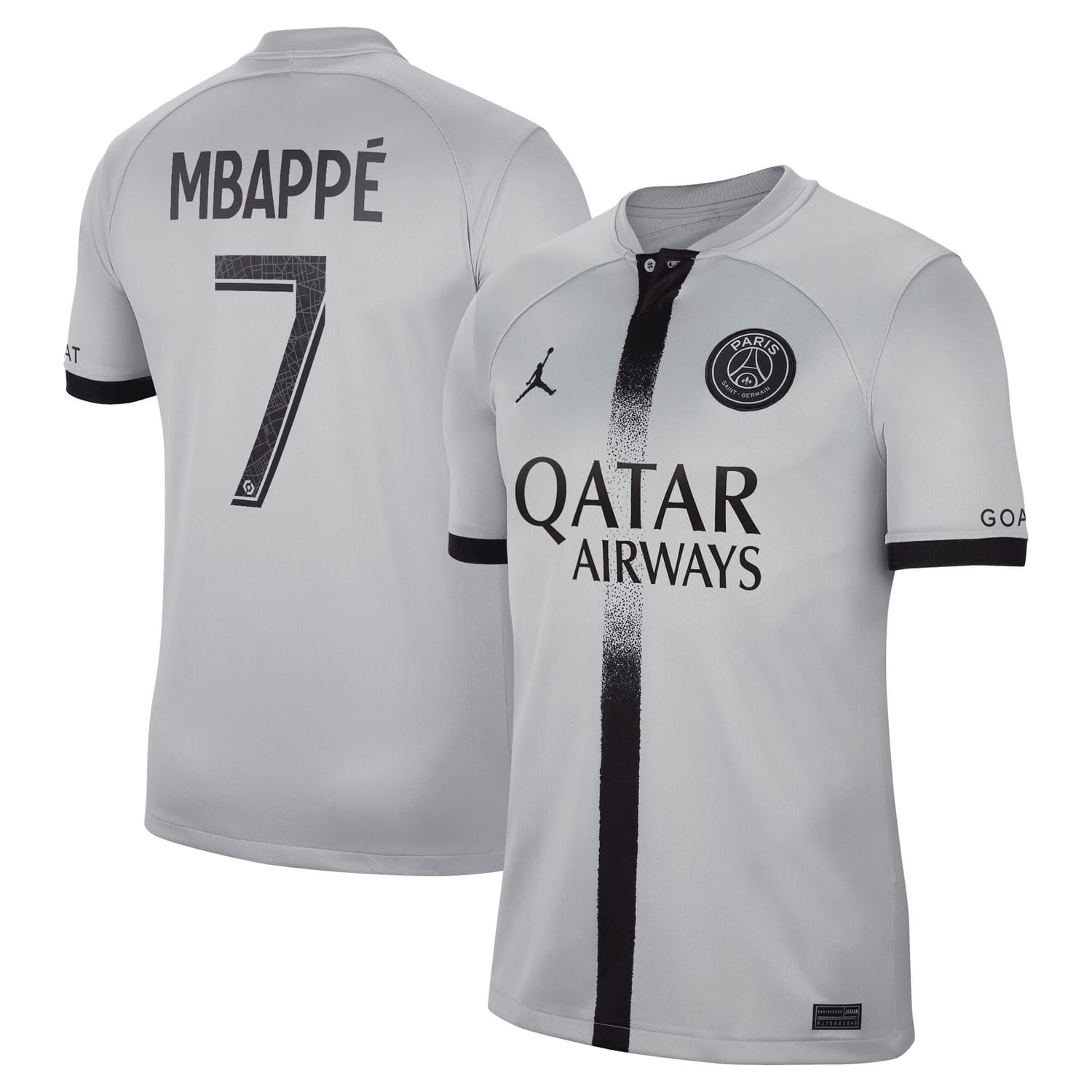 Ligue 1 Paris Saint-Germain Away Jersey Shirt Black 2022-23 player Kylian Mbappe printing for Men