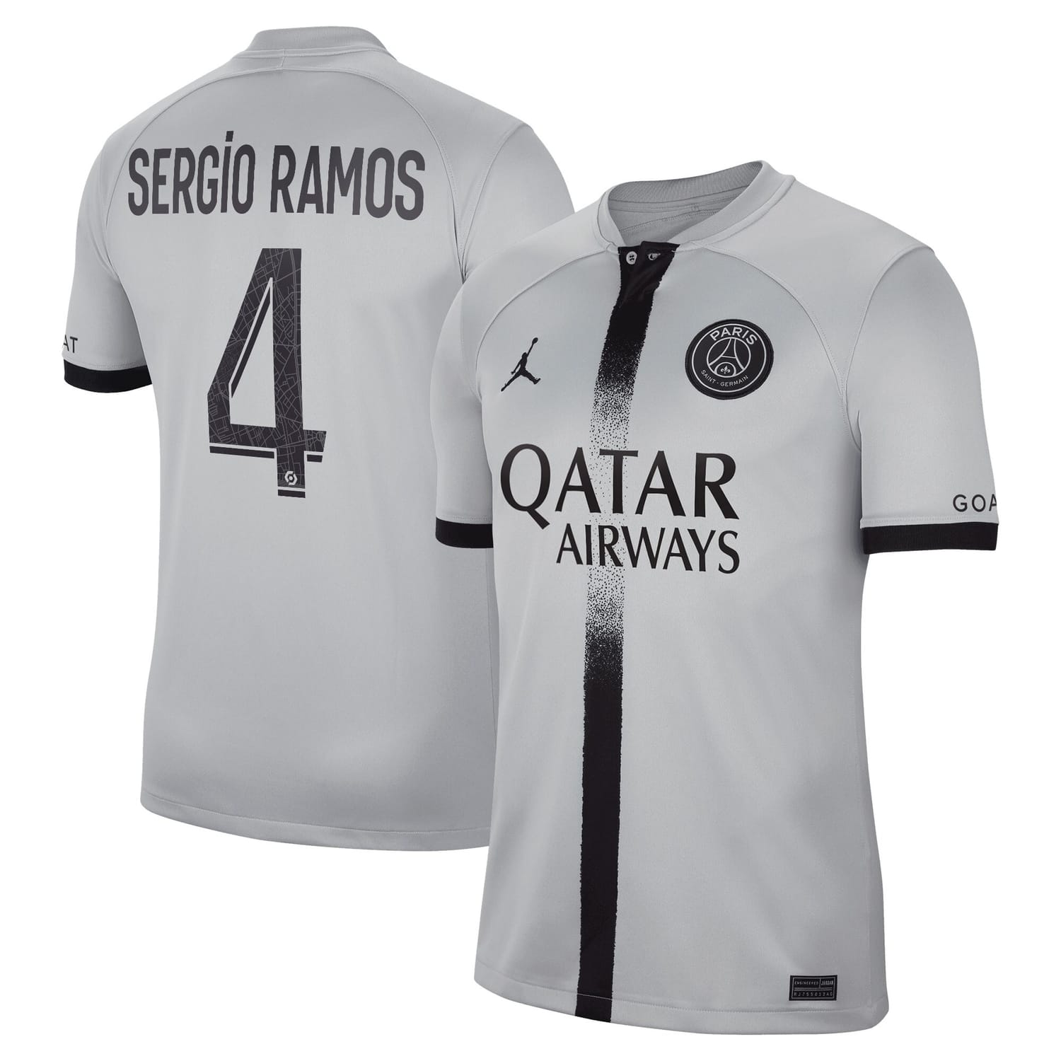Ligue 1 Paris Saint-Germain Away Jersey Shirt Black 2022-23 player Sergio Ramos printing for Men