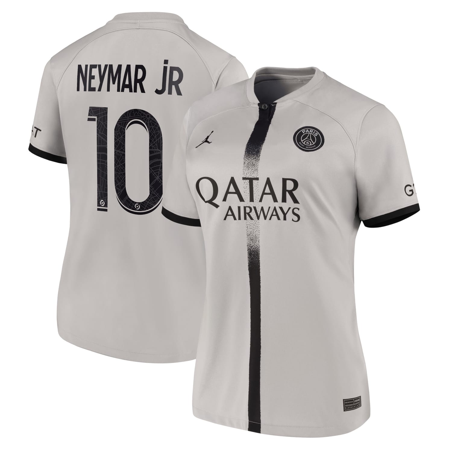 Ligue 1 Paris Saint-Germain Away Jersey Shirt Black 2022-23 player Neymar Jr. printing for Women