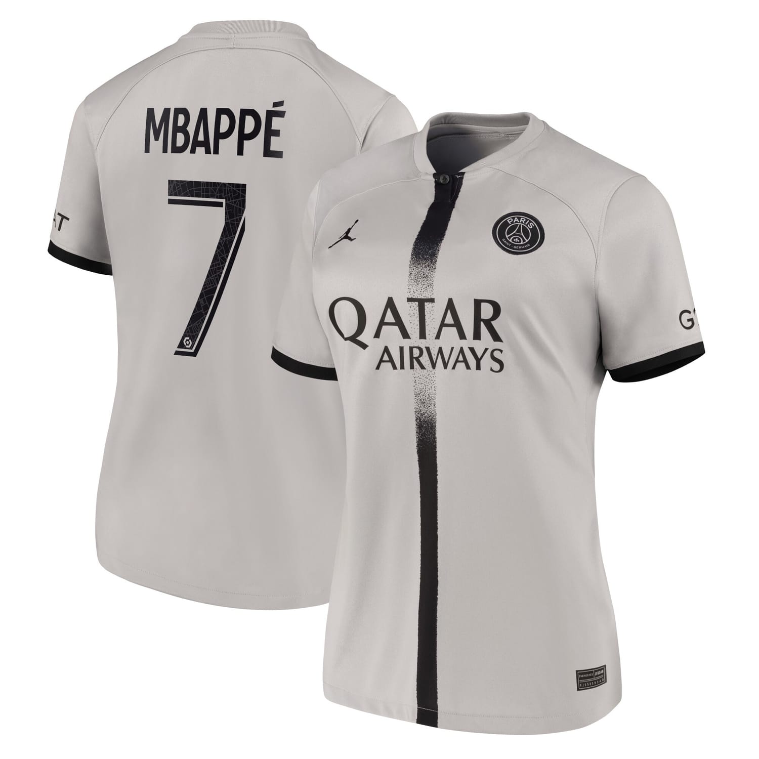 Ligue 1 Paris Saint-Germain Away Jersey Shirt Black 2022-23 player Kylian Mbappe printing for Women