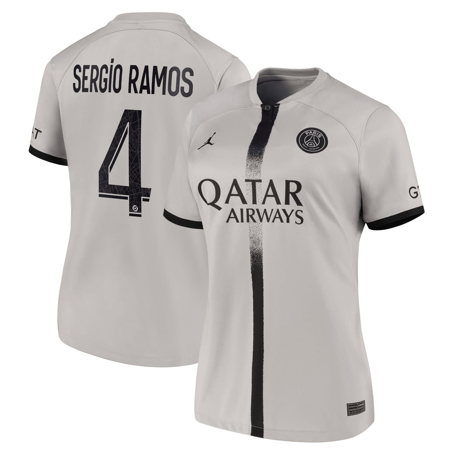 Ligue 1 Paris Saint-Germain Away Jersey Shirt Black 2022-23 player Sergio Ramos printing for Women