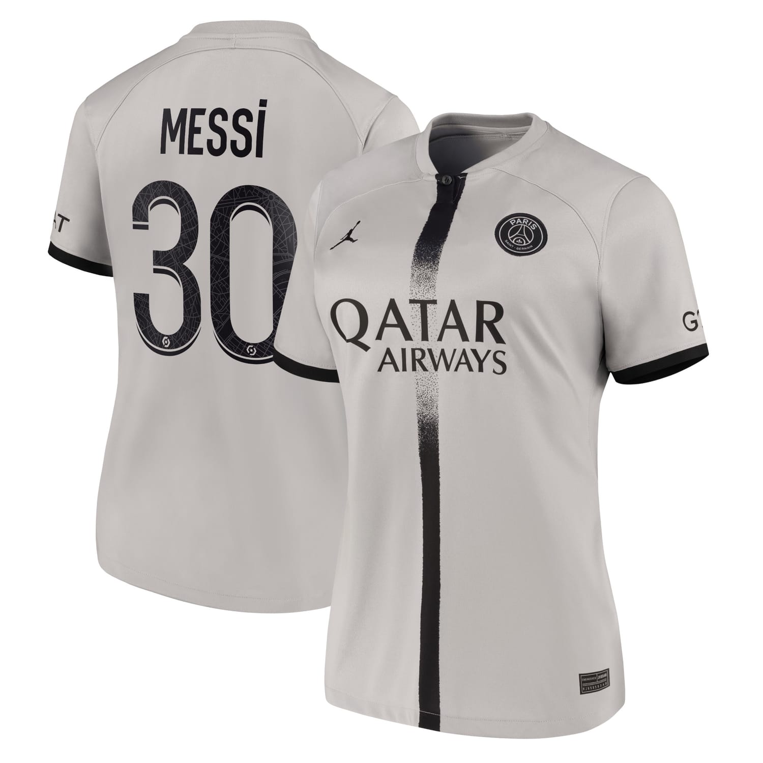 Ligue 1 Paris Saint-Germain Away Jersey Shirt Black 2022-23 player Lionel Messi printing for Women