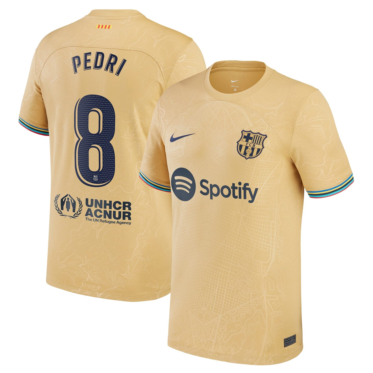 La Liga Barcelona Away Jersey Shirt Gold 2022-23 player Pedri printing for Men