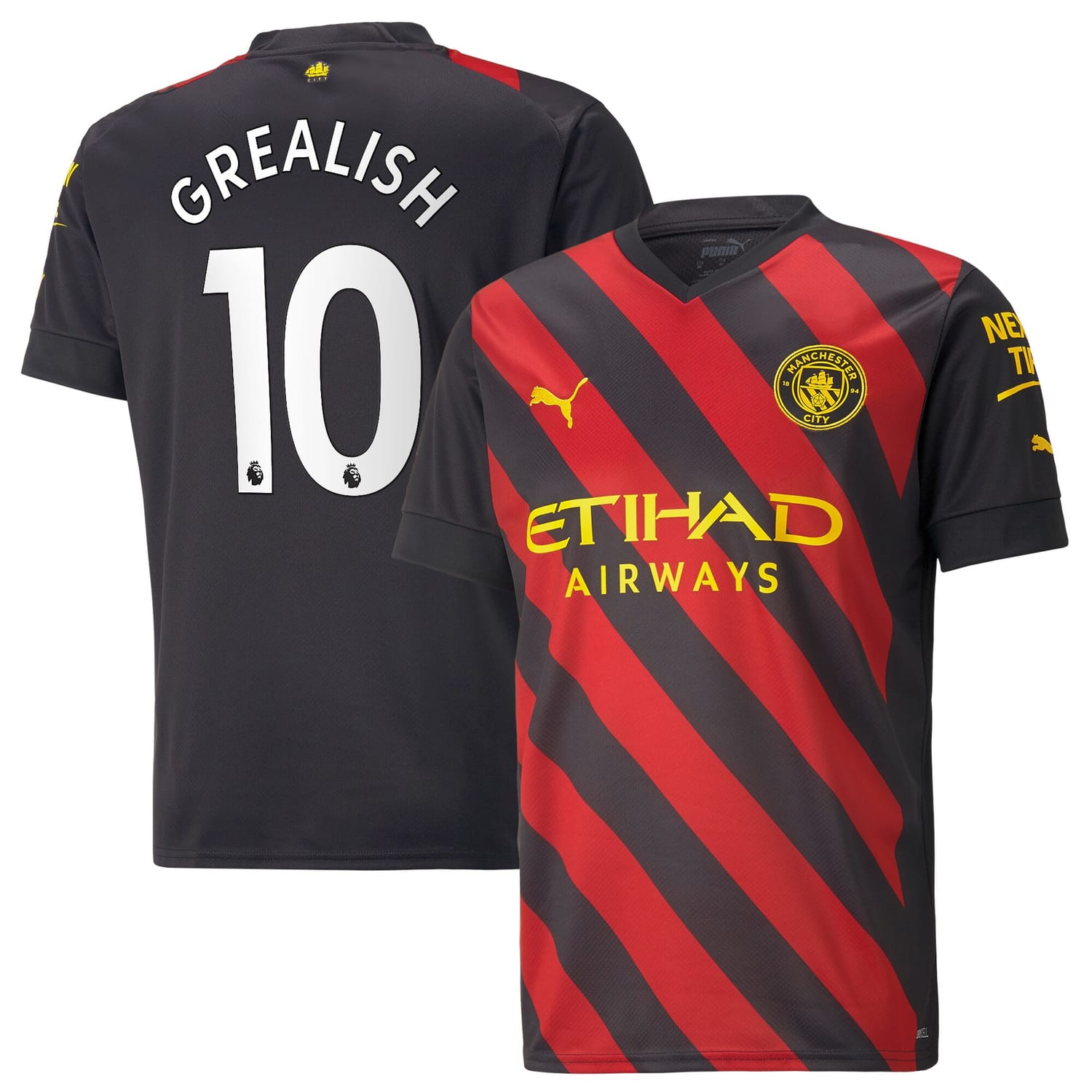 Premier League Manchester City Away Jersey Shirt Black 2022-23 player Jack Grealish printing for Men