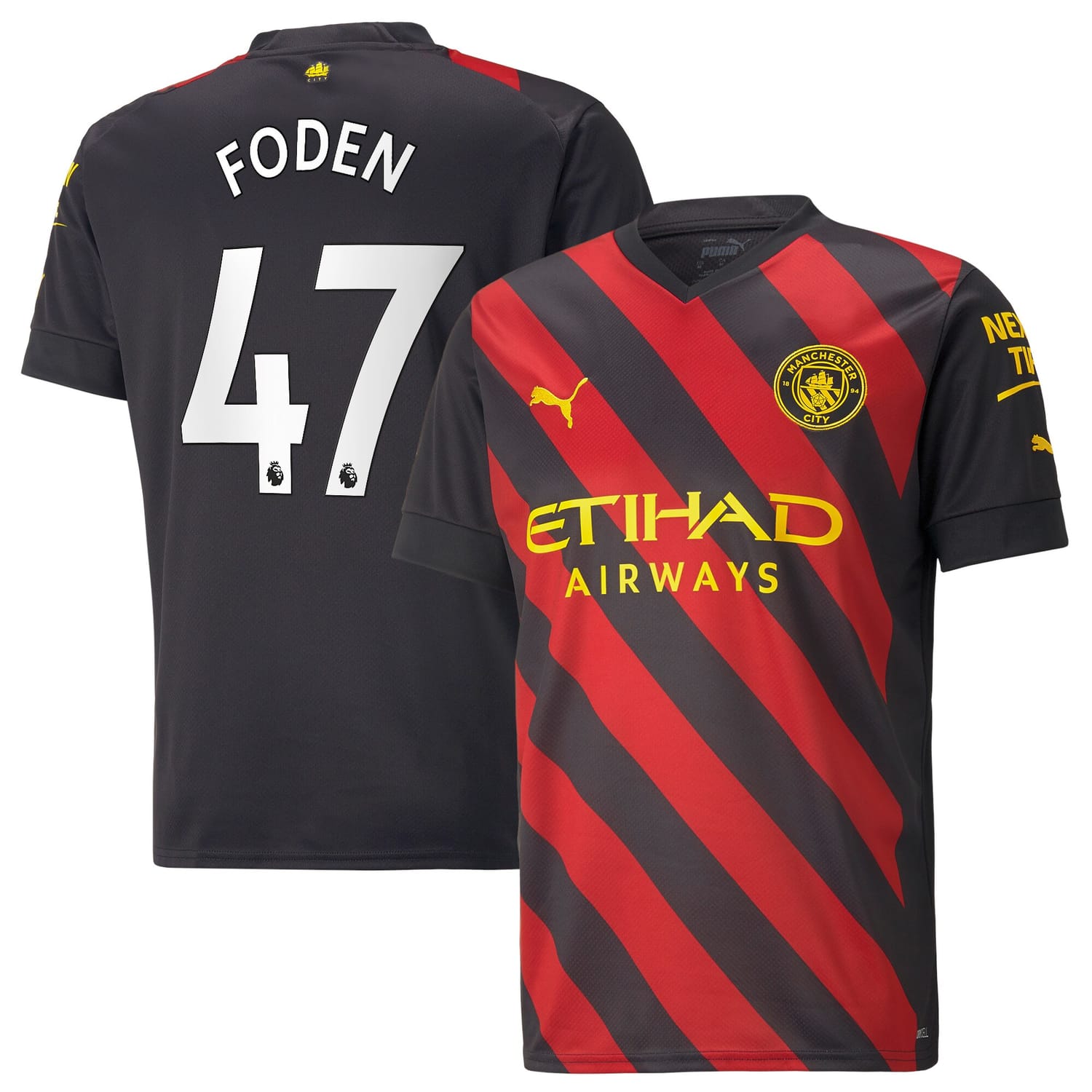 Premier League Manchester City Away Jersey Shirt Black 2022-23 player Phil Foden printing for Men
