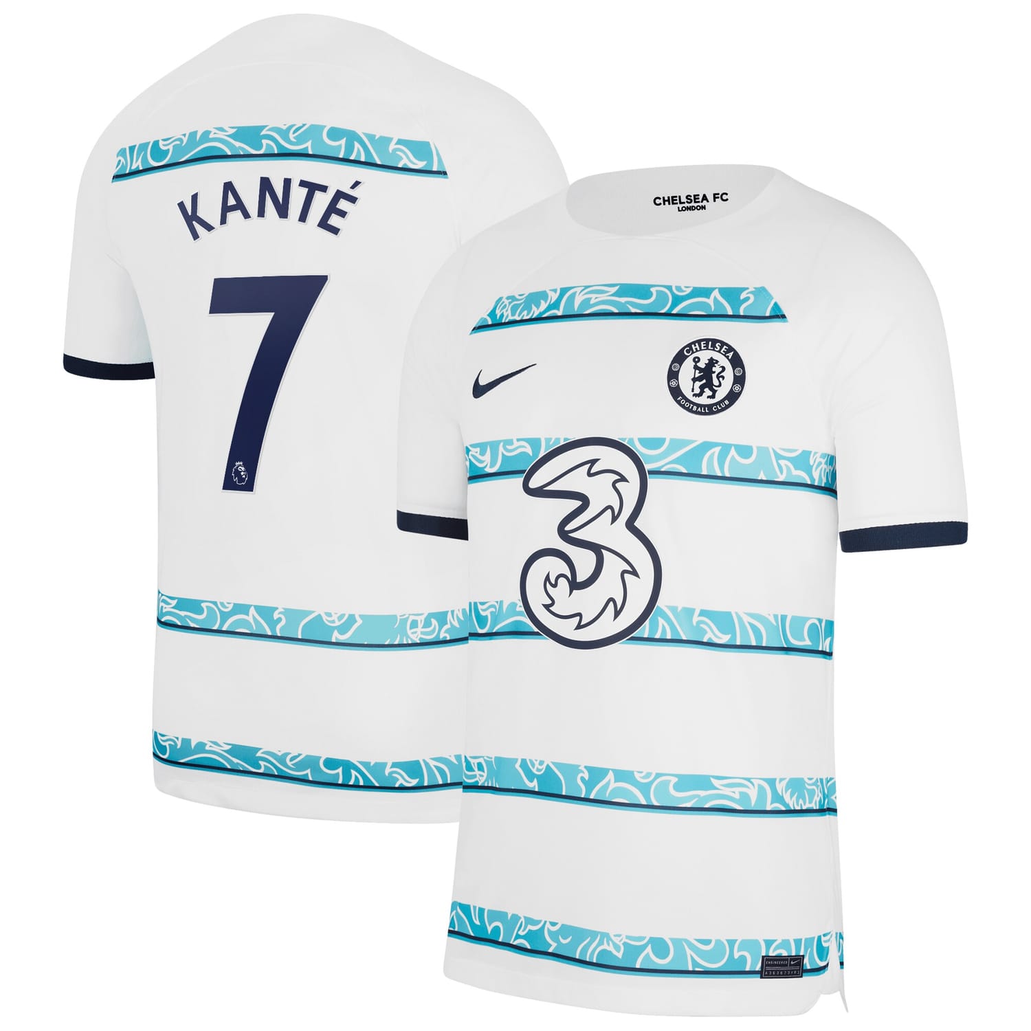 Premier League Chelsea Away Jersey Shirt White 2022-23 player N'Golo Kante printing for Men