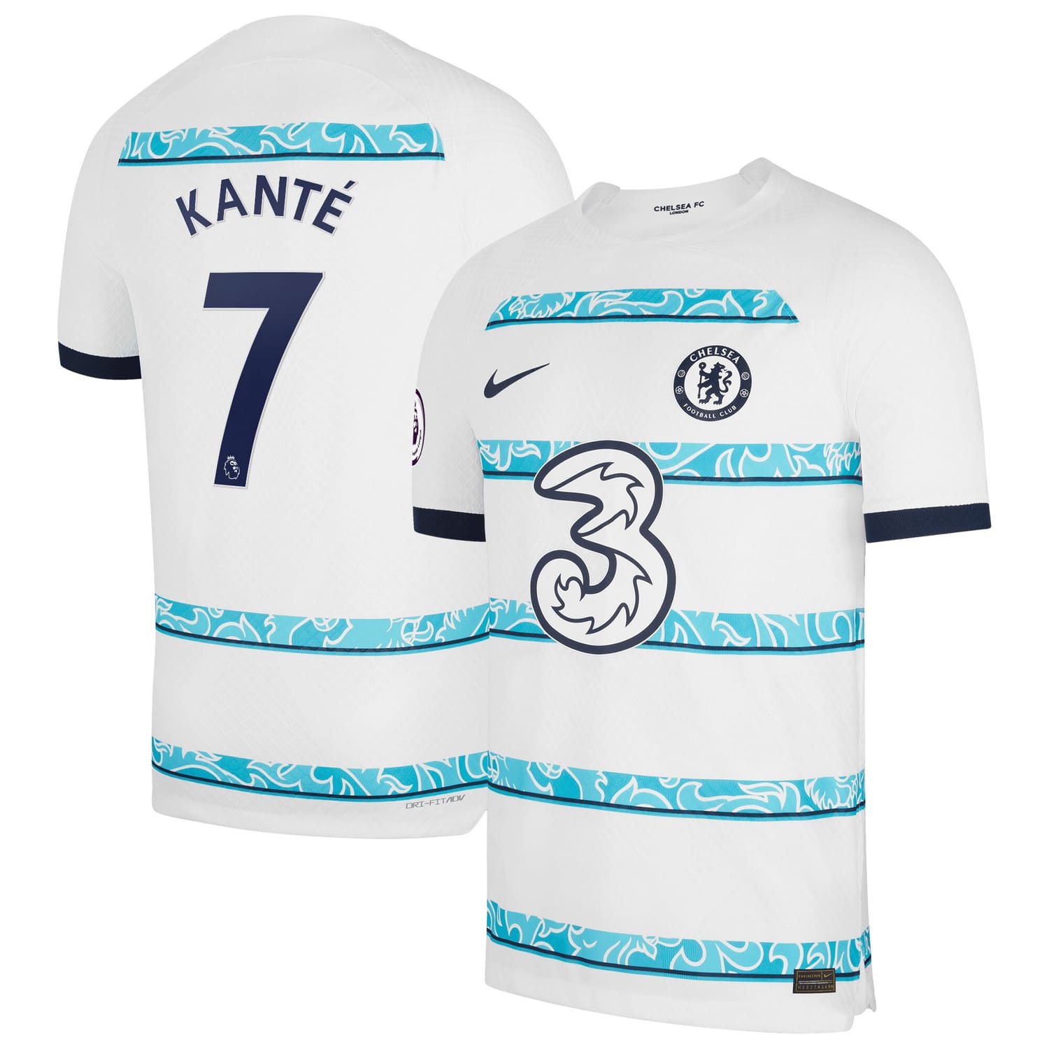 Premier League Chelsea Away Authentic Jersey Shirt White 2022-23 player N'Golo Kante printing for Men