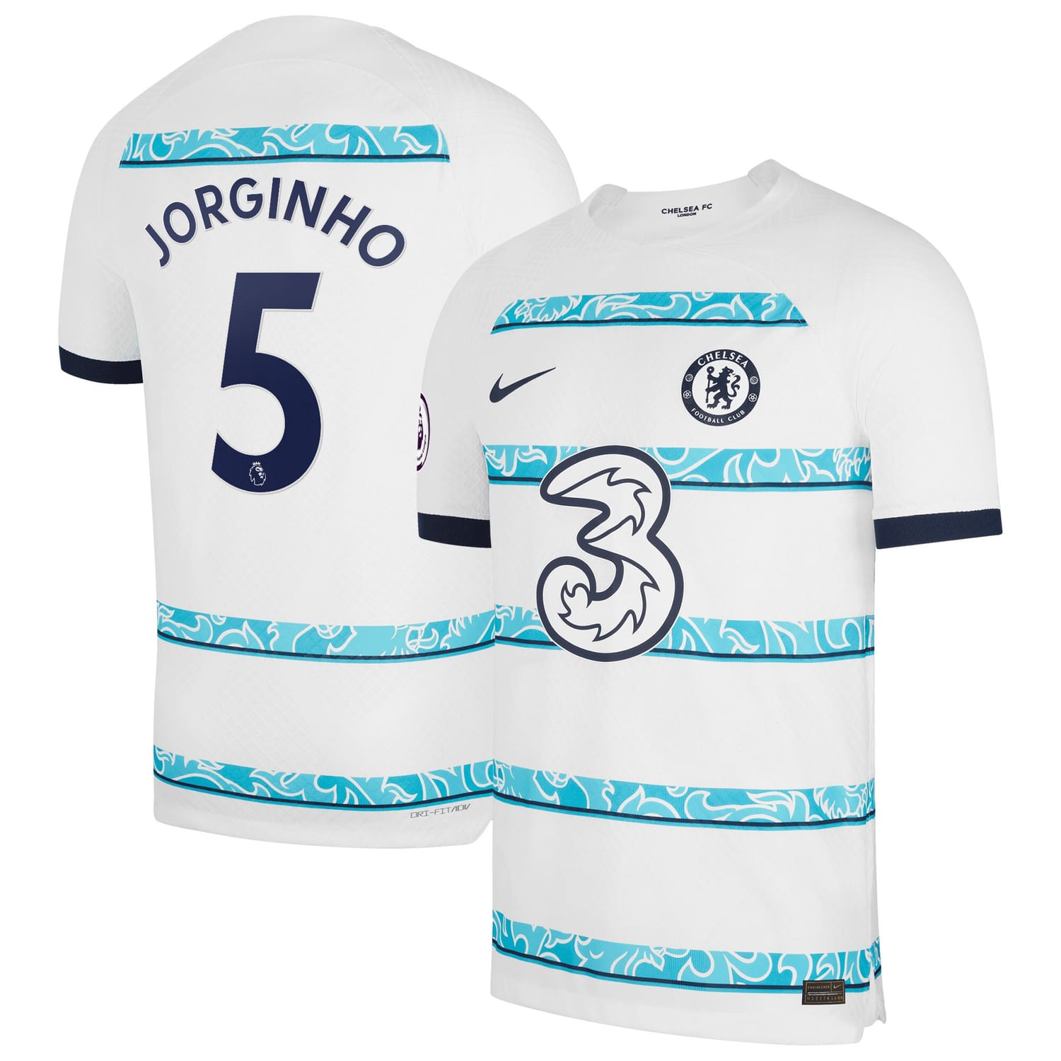 Premier League Chelsea Away Authentic Jersey Shirt White 2022-23 player Jorginho printing for Men