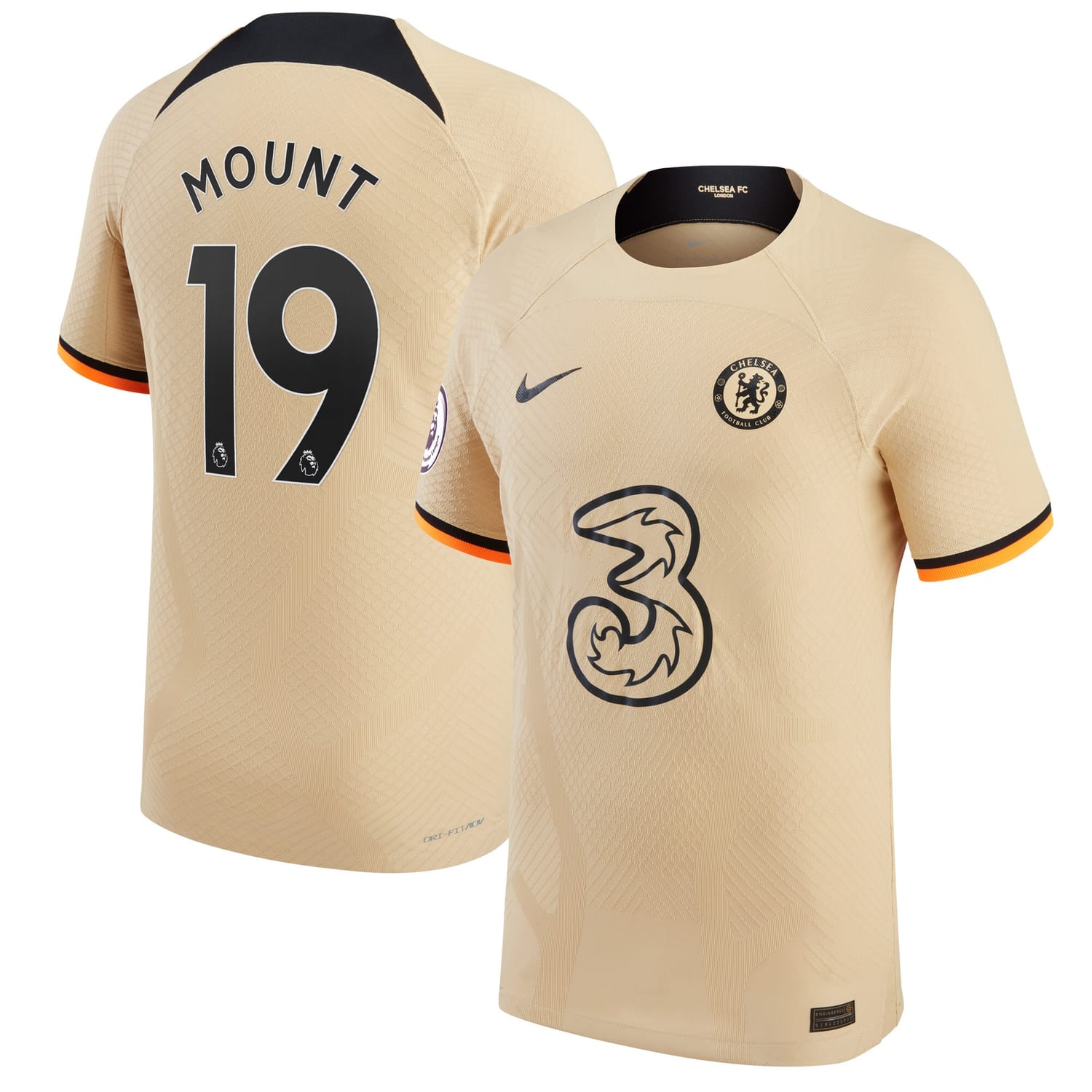 Premier League Chelsea Third Authentic Jersey Shirt Gold 2022-23 player Mason Mount printing for Men
