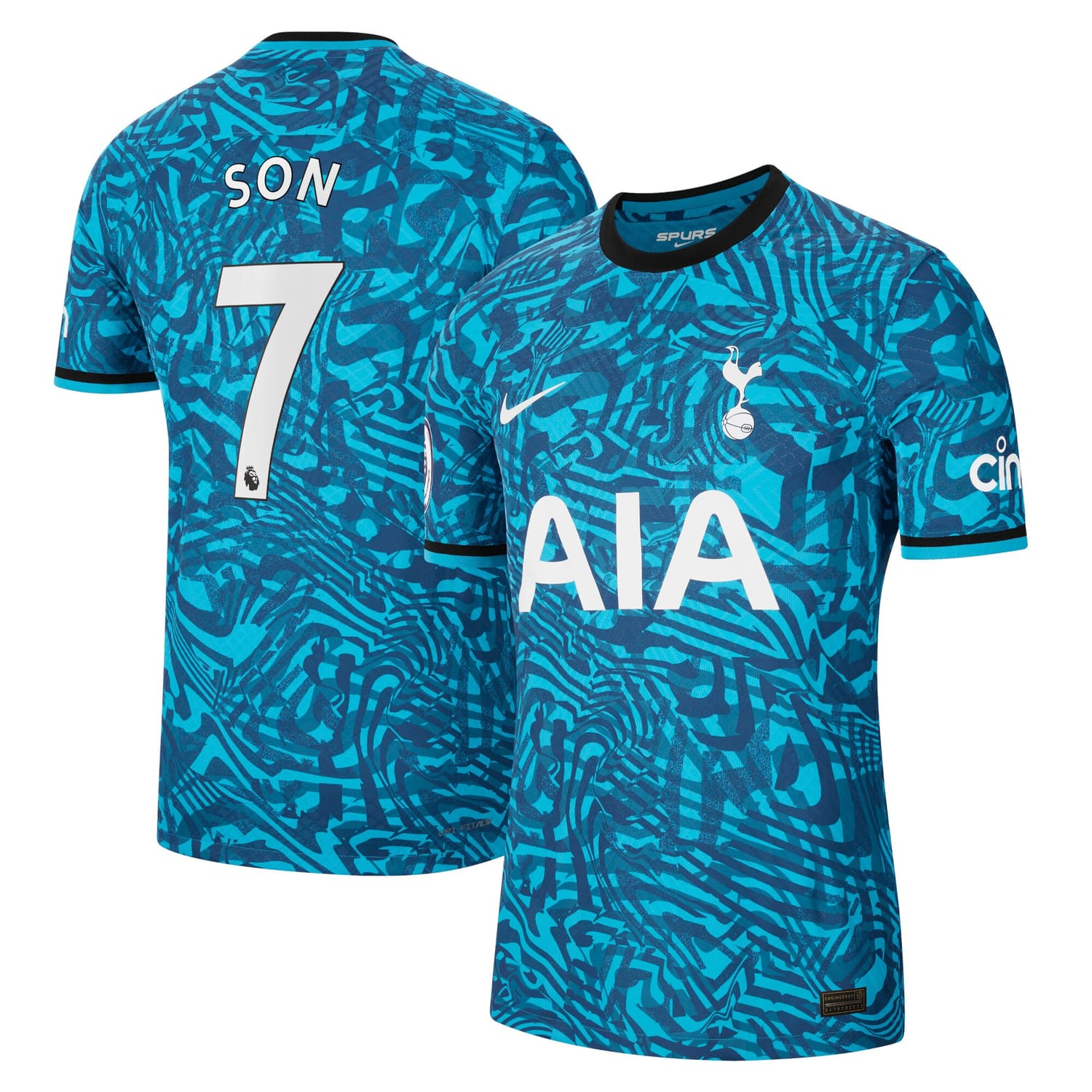 Premier League Tottenham Hotspur Third Authentic Jersey Shirt Blue 2022-23 player Son Heung-min printing for Men
