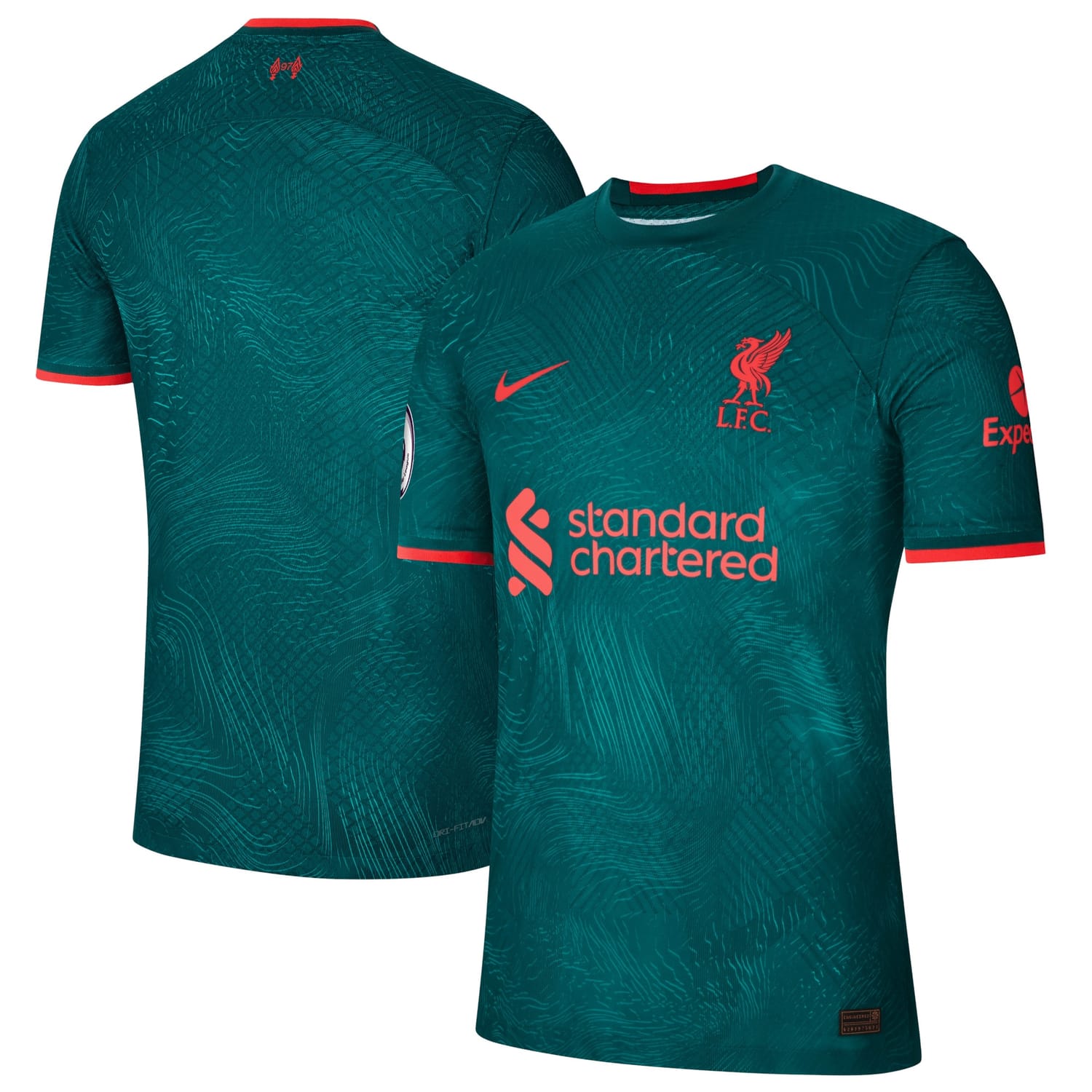 Premier League Liverpool Third Authentic Jersey Shirt Teal 2022-23 for Men