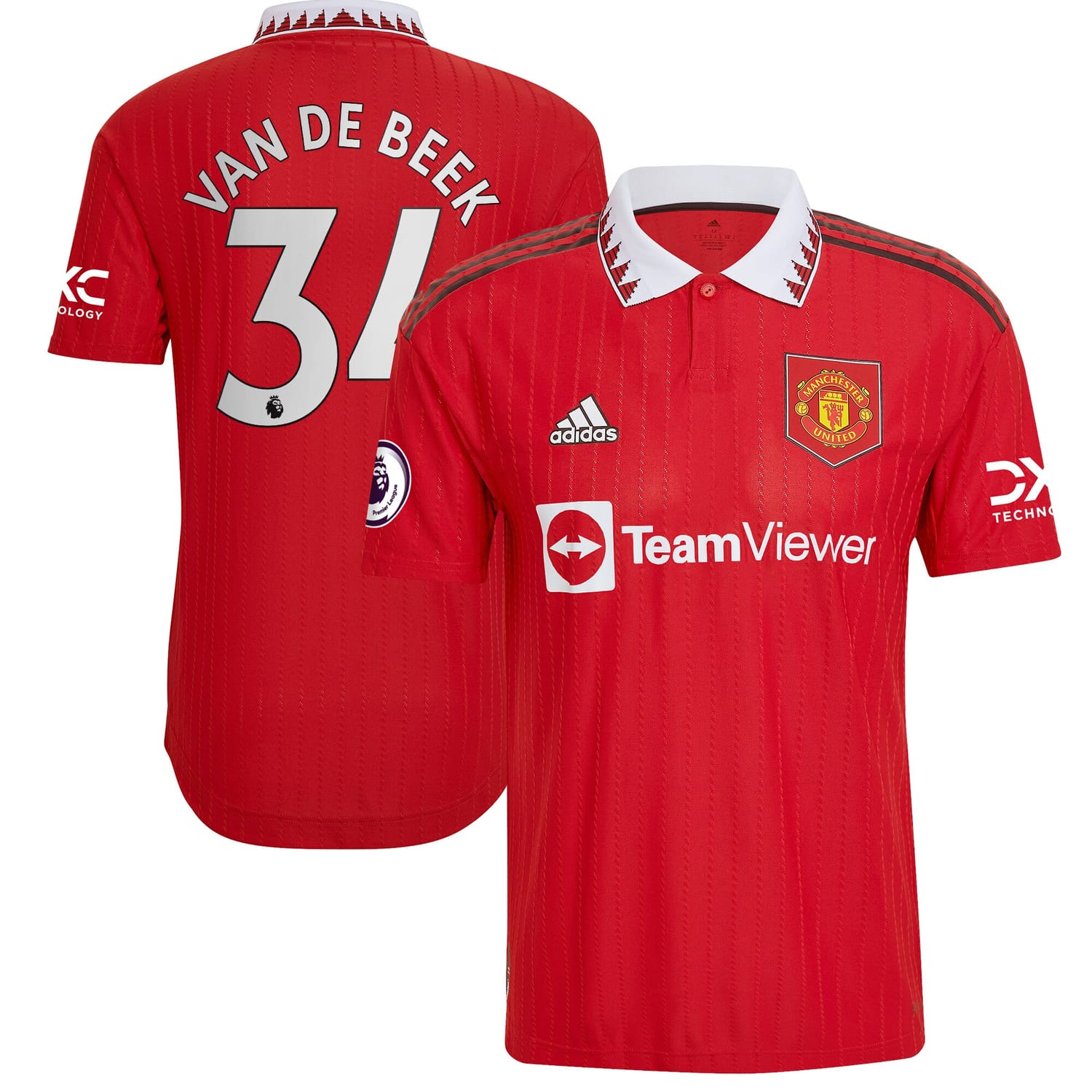 Premier League Manchester United Home Authentic Jersey Shirt Red 2022-23 player Donny Van De Beek printing for Men