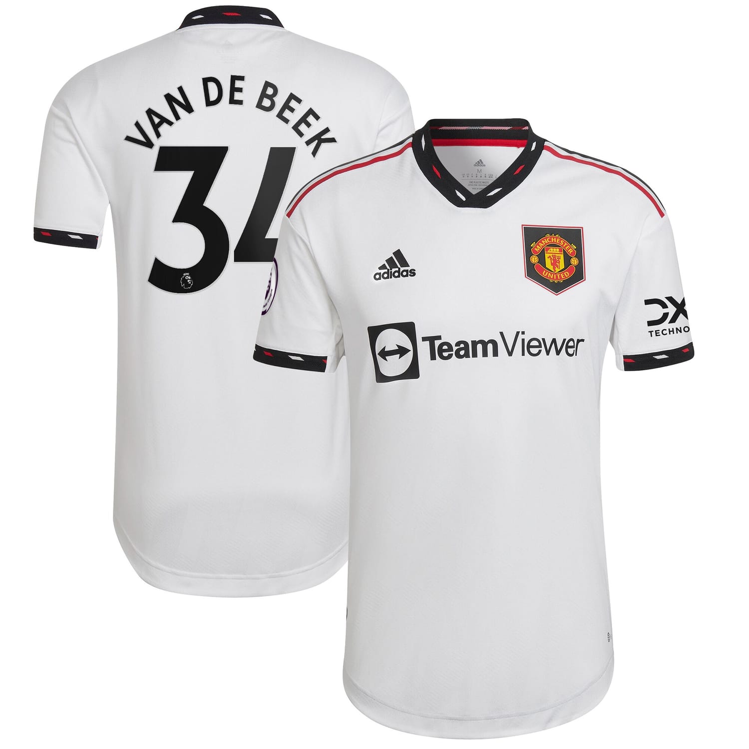Premier League Manchester United Away Authentic Jersey Shirt White 2022-23 player Donny Van De Beek printing for Men
