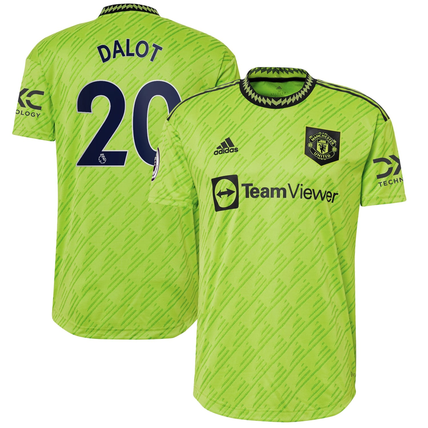 Premier League Manchester United Third Authentic Jersey Shirt Neon Green 2022-23 player Diogo Dalot printing for Men