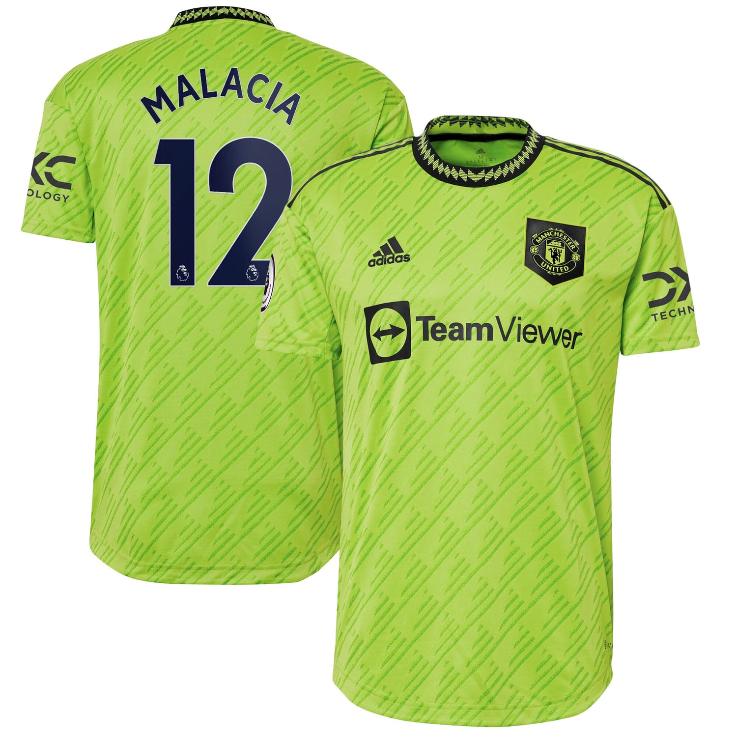Premier League Manchester United Third Authentic Jersey Shirt Neon Green 2022-23 player Tyrell Malacia printing for Men