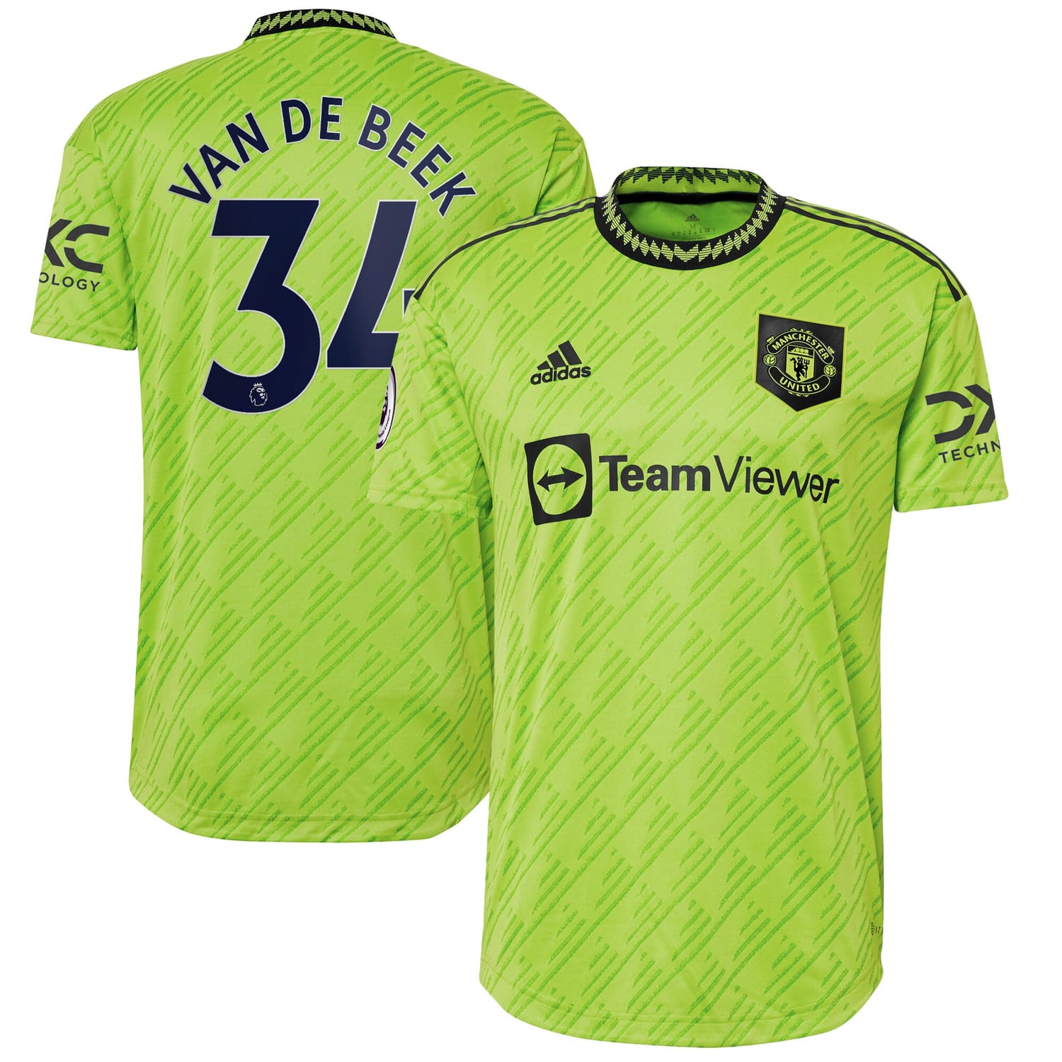 Premier League Manchester United Third Authentic Jersey Shirt Neon Green 2022-23 player Donny Van De Beek printing for Men