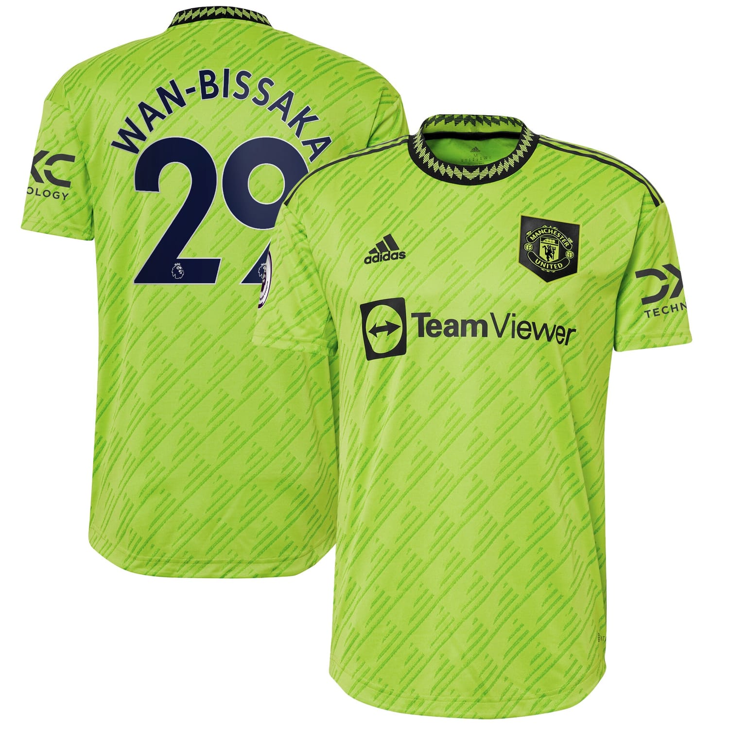 Premier League Manchester United Third Authentic Jersey Shirt Neon Green 2022-23 player Aaron Wan-Bissaka printing for Men