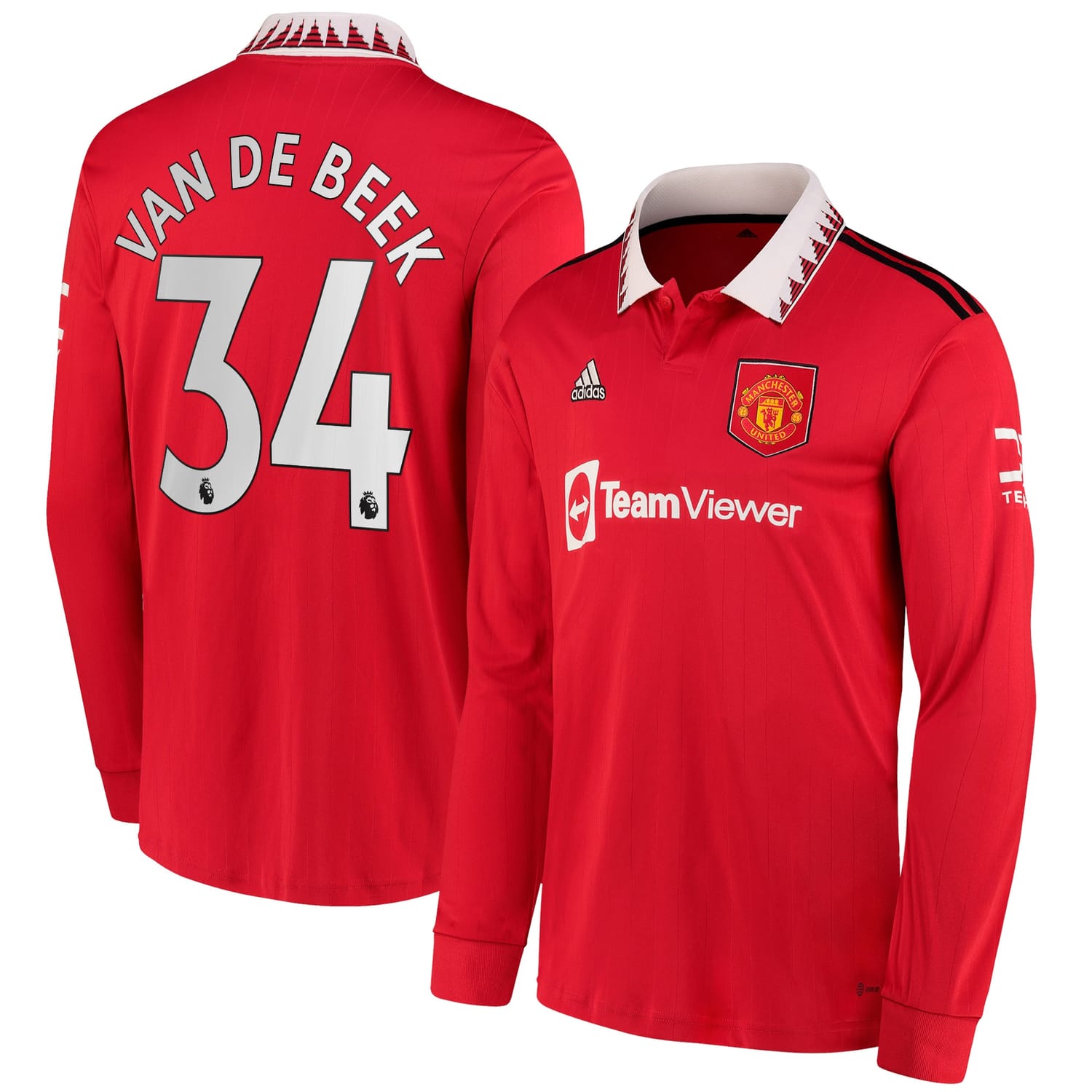 Premier League Manchester United Home Jersey Shirt Long Sleeve Red 2022-23 player Donny Van De Beek printing for Men