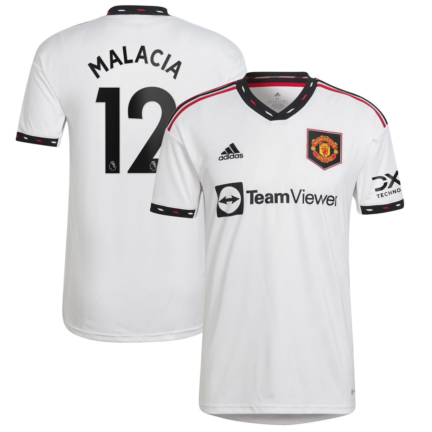 Premier League Manchester United Away Jersey Shirt White 2022-23 player Tyrell Malacia printing for Men