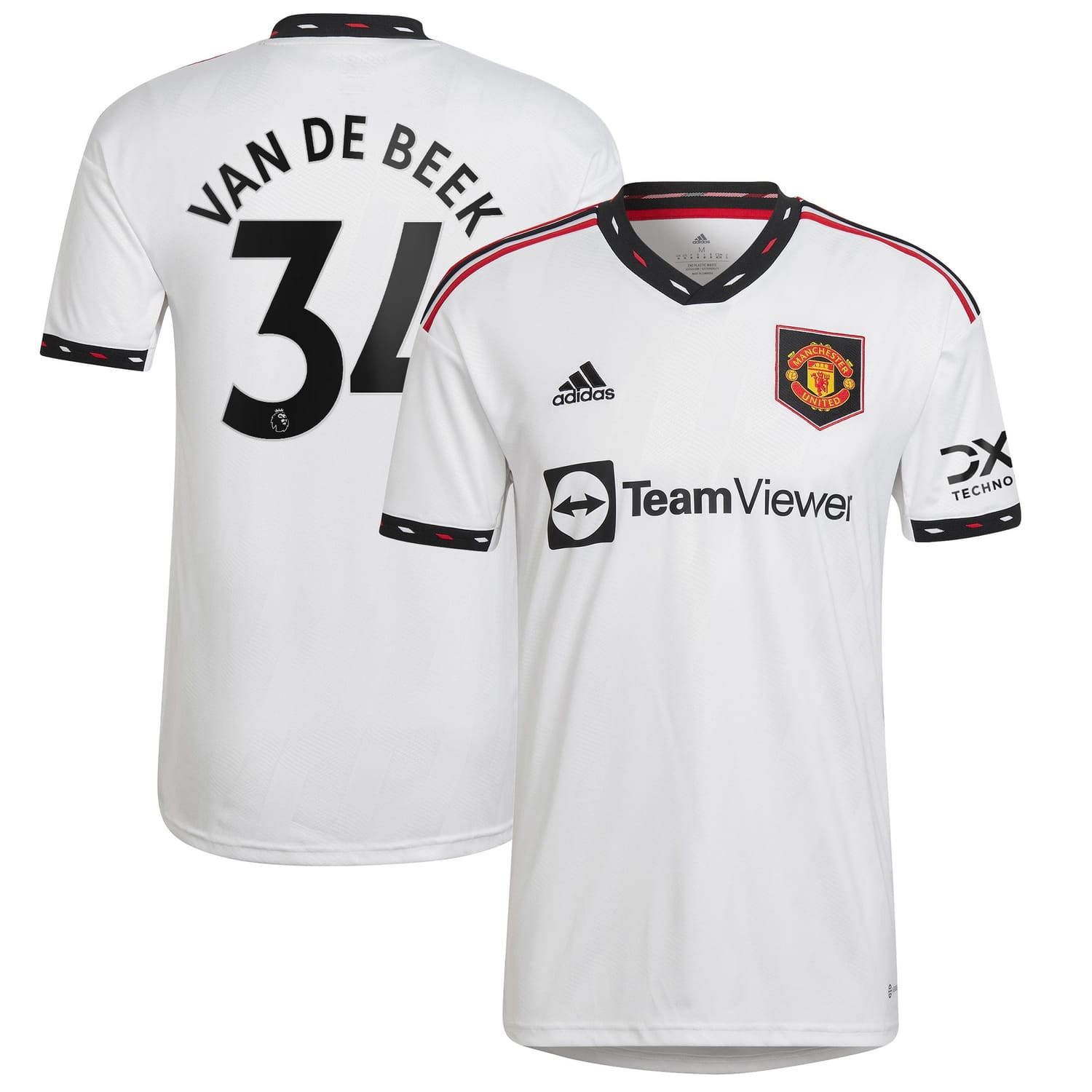 Premier League Manchester United Away Jersey Shirt White 2022-23 player Donny Van De Beek printing for Men