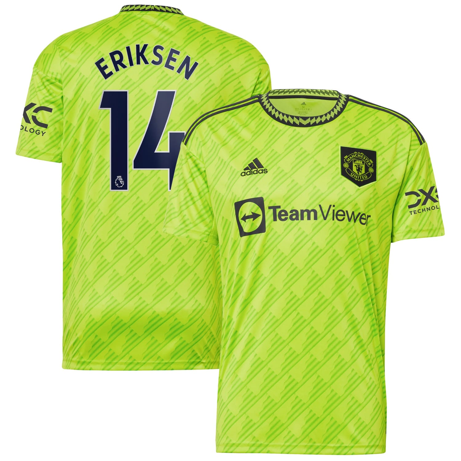 Premier League Manchester United Third Jersey Shirt Neon Green 2022-23 player Christian Eriksen printing for Men