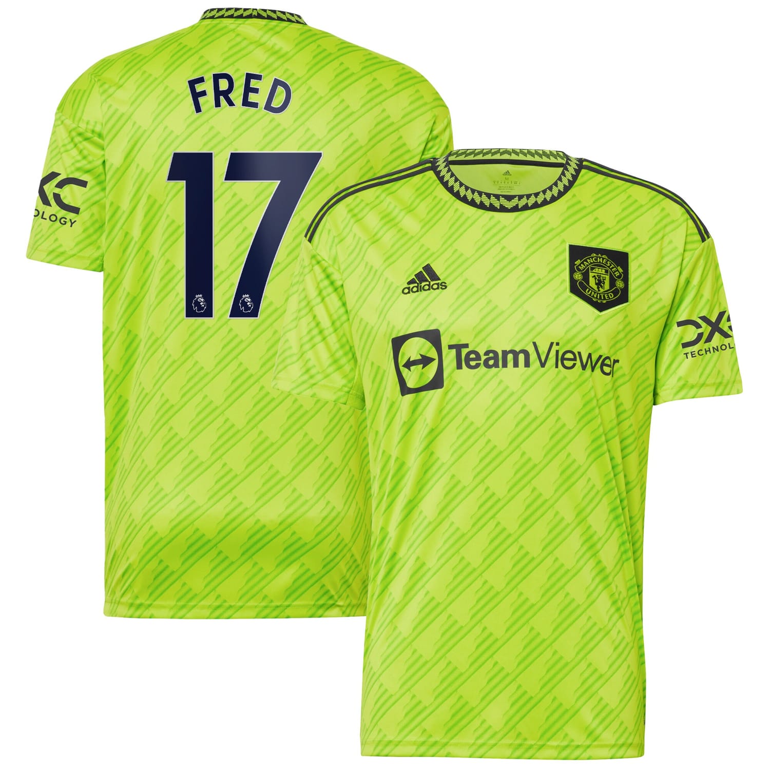 Premier League Manchester United Third Jersey Shirt Neon Green 2022-23 player Fred printing for Men