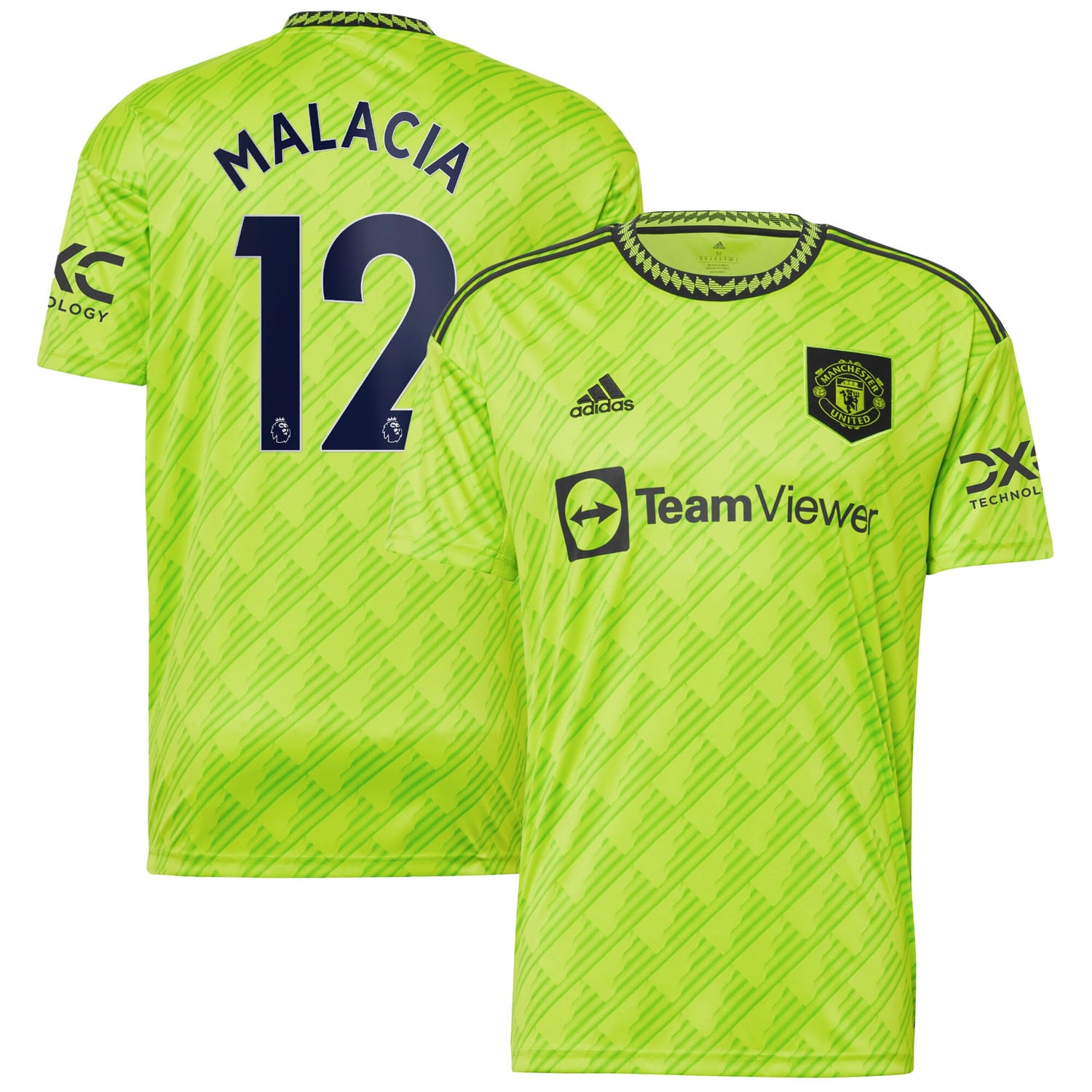 Premier League Manchester United Third Jersey Shirt Neon Green 2022-23 player Tyrell Malacia printing for Men