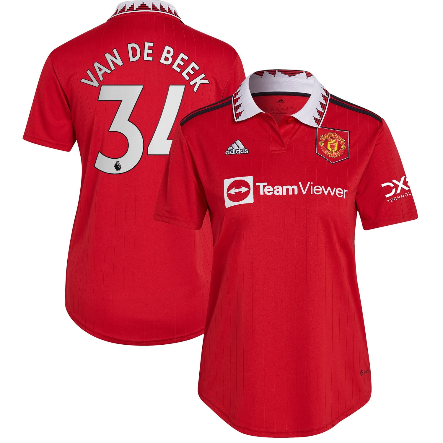 Premier League Manchester United Home Jersey Shirt Red 2022-23 player Donny Van De Beek printing for Women