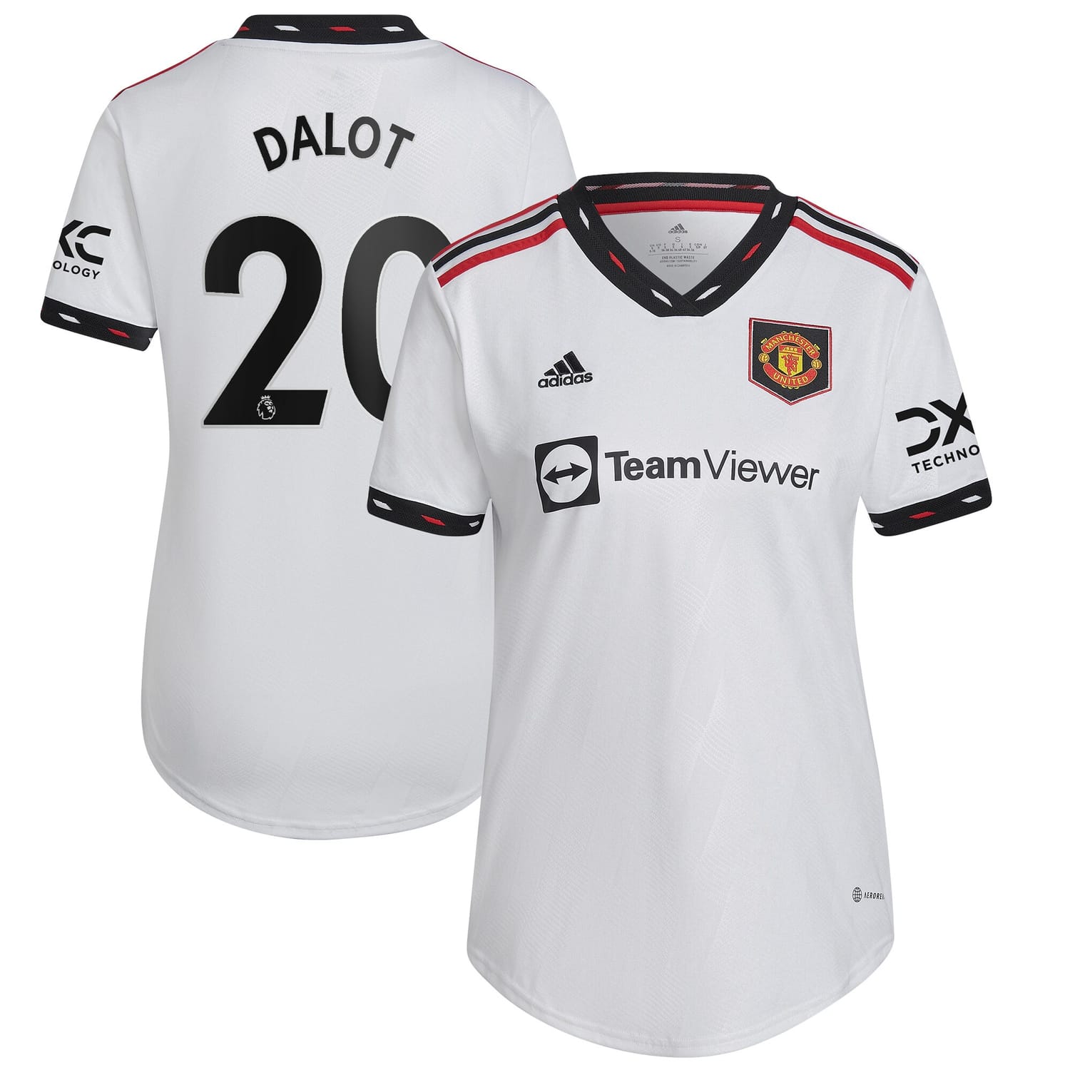 Premier League Manchester United Away Jersey Shirt White 2022-23 player Diogo Dalot printing for Women