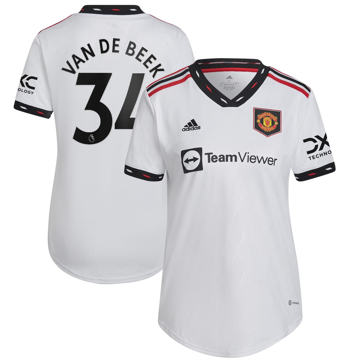 Premier League Manchester United Away Jersey Shirt White 2022-23 player Donny Van De Beek printing for Women