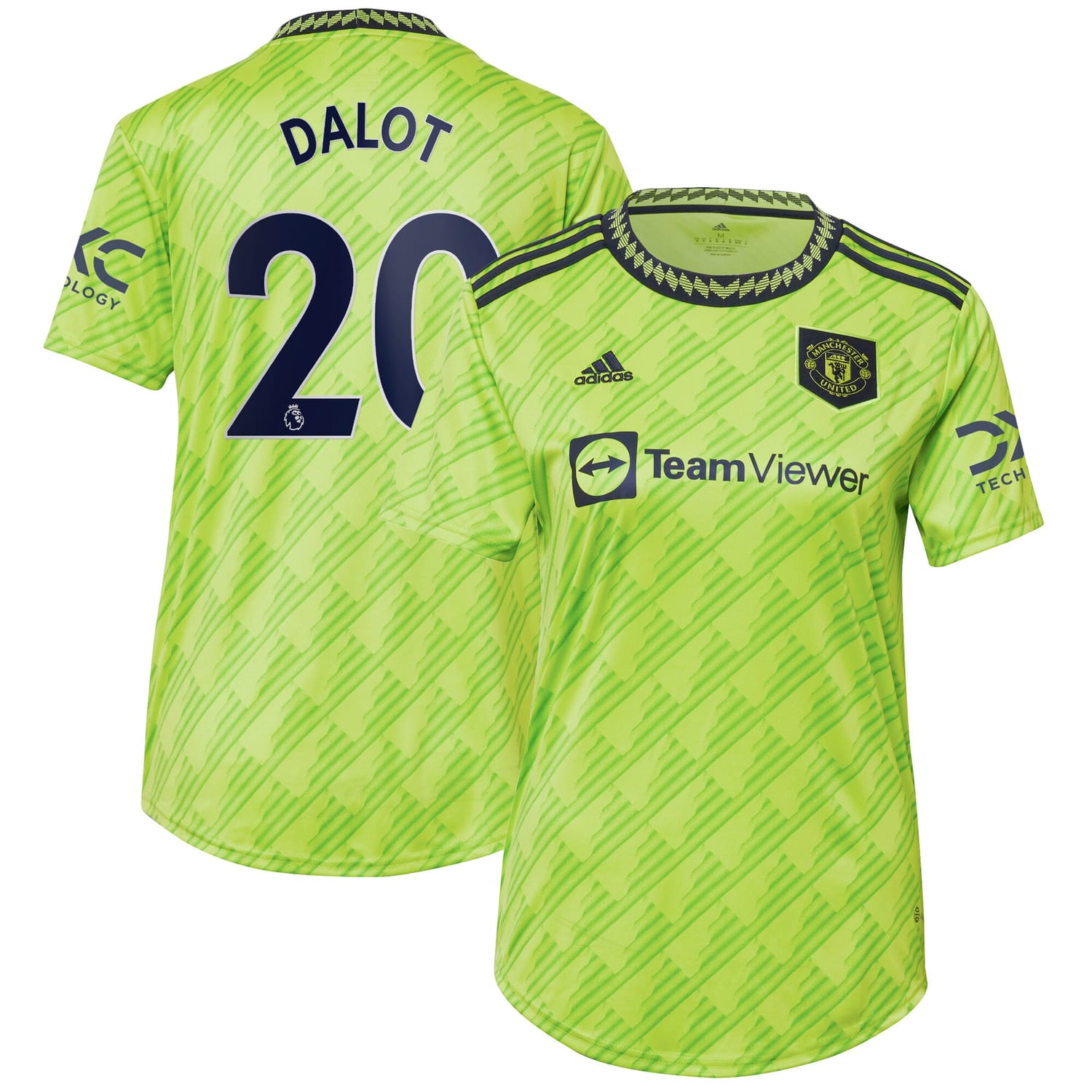 Premier League Manchester United Third Jersey Shirt Neon Green 2022-23 player Diogo Dalot printing for Women