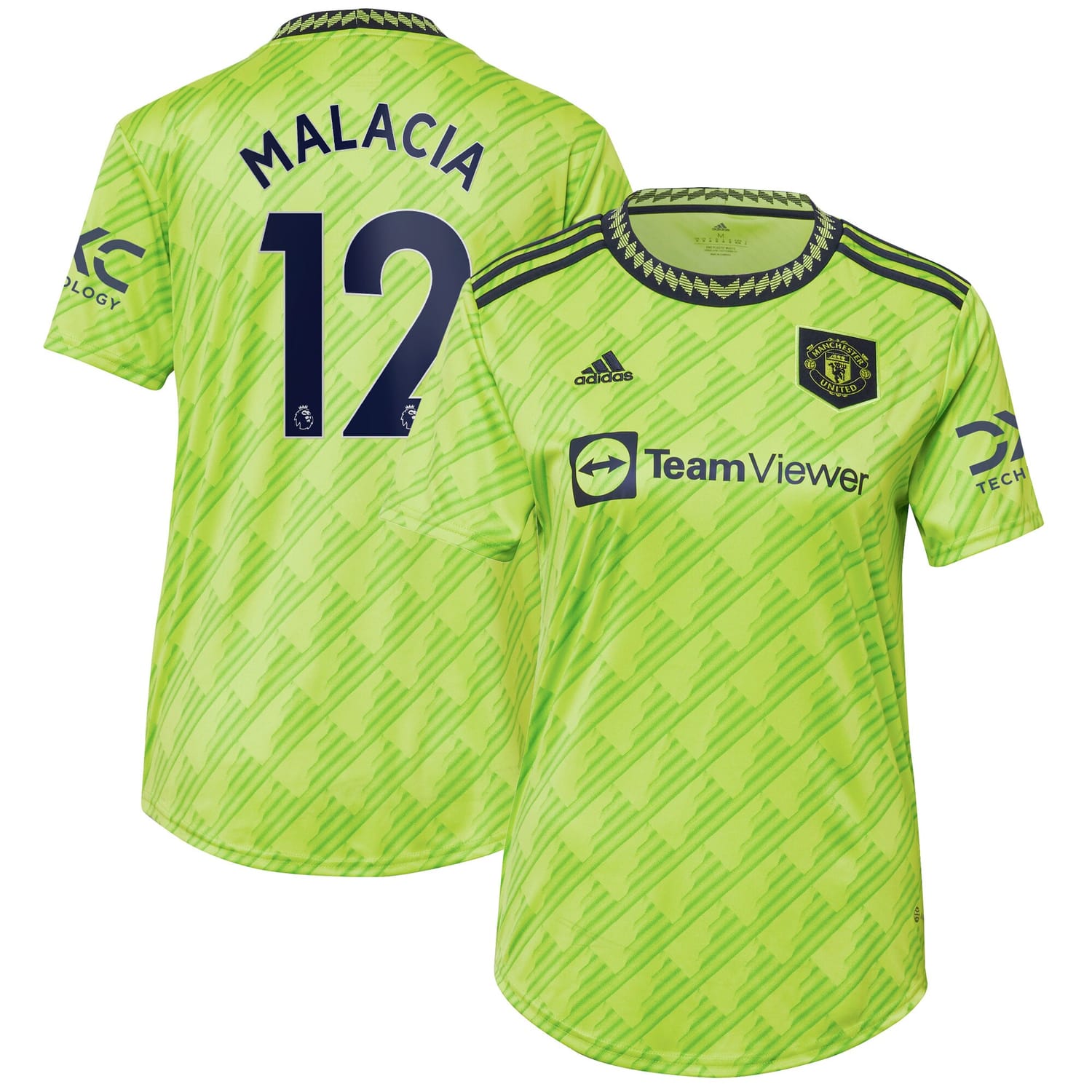 Premier League Manchester United Third Jersey Shirt Neon Green 2022-23 player Tyrell Malacia printing for Women