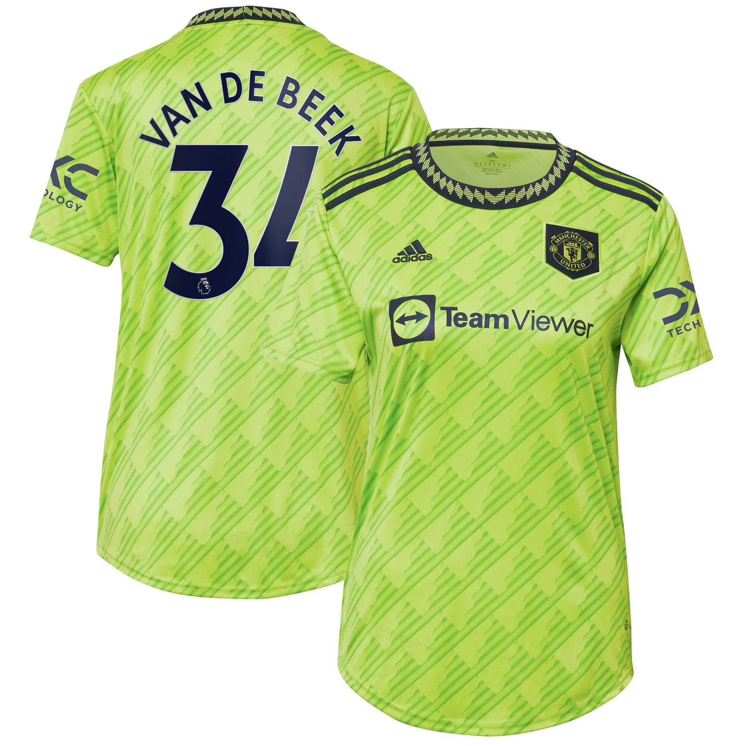 Premier League Manchester United Third Jersey Shirt Neon Green 2022-23 player Donny Van De Beek printing for Women