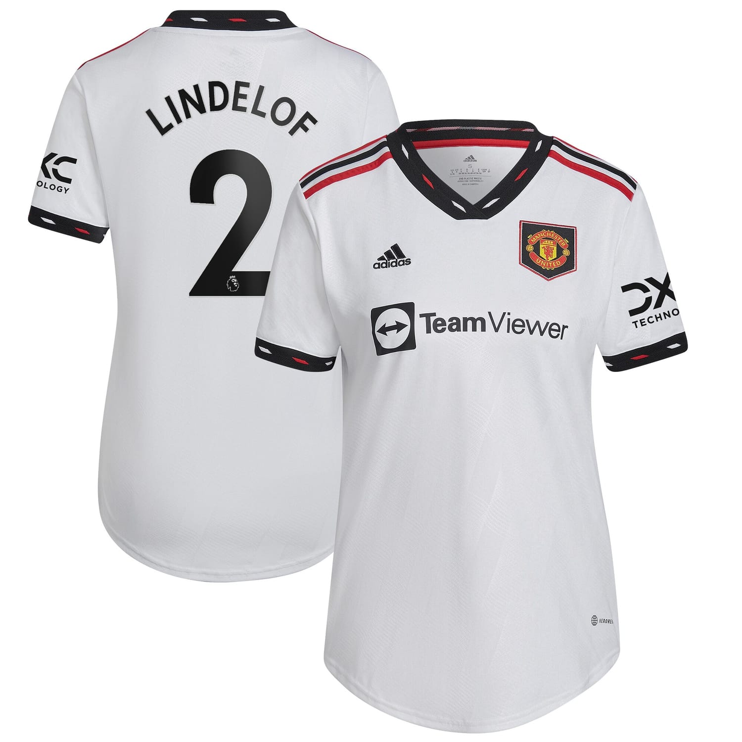 Premier League Manchester United Away Jersey Shirt White 2022-23 player Victor Lindelöf printing for Women