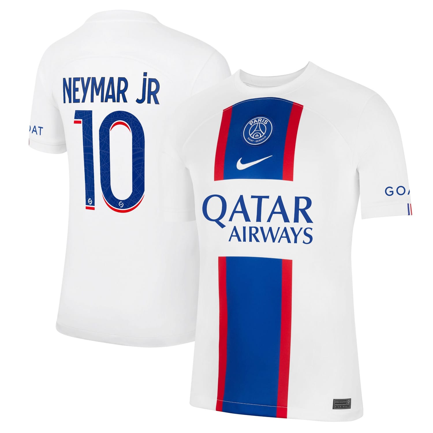 Ligue 1 Paris Saint-Germain Third Jersey Shirt White 2022-23 player Neymar Jr. printing for Men