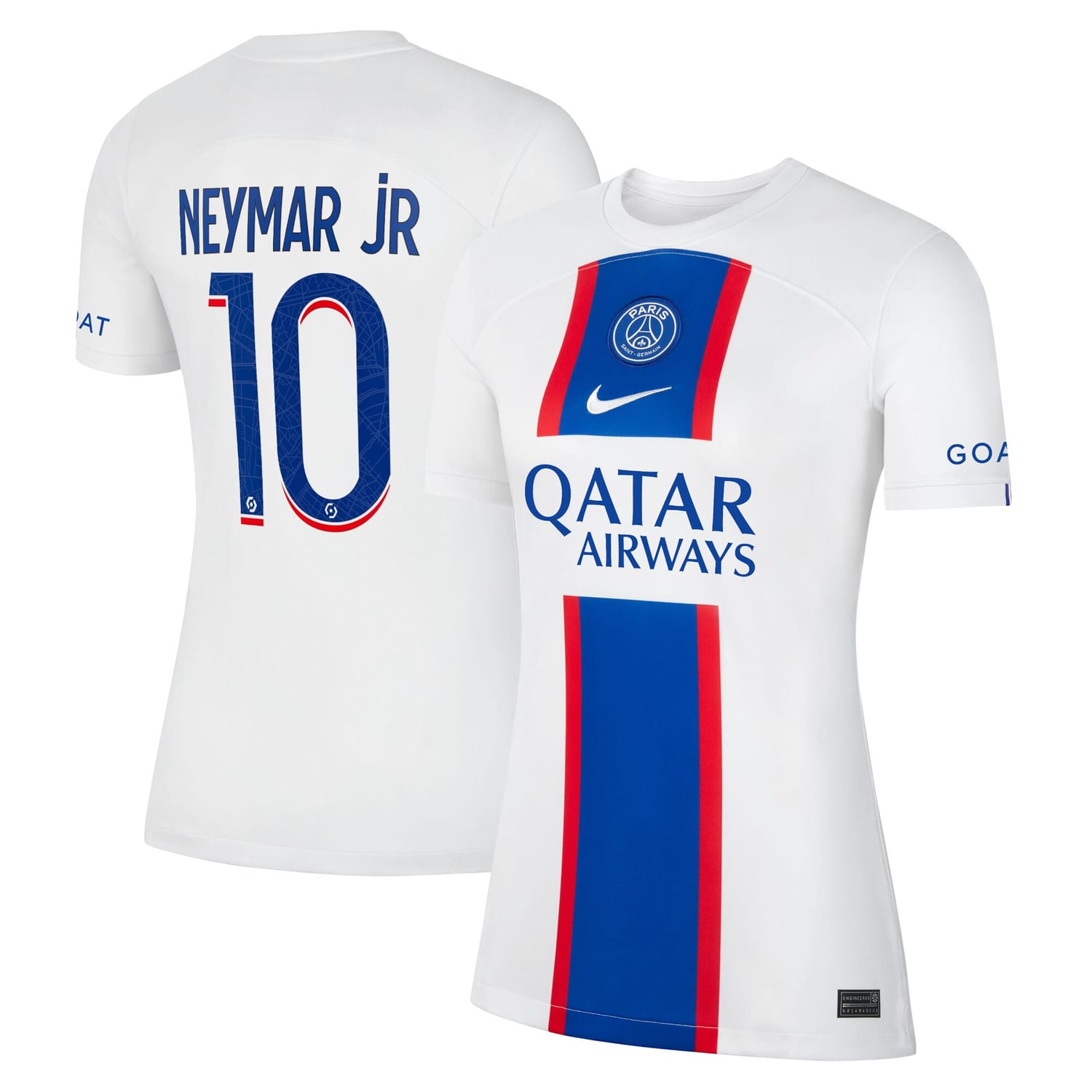 Ligue 1 Paris Saint-Germain Third Jersey Shirt White 2022-23 player Neymar Jr. printing for Women