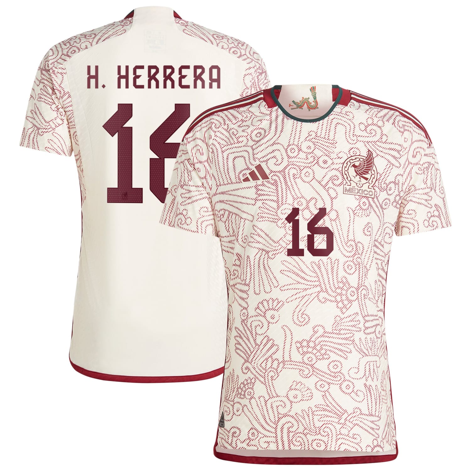 Mexico National Team Away Authentic Jersey Shirt White 2022-23 player Héctor Herrera printing for Men