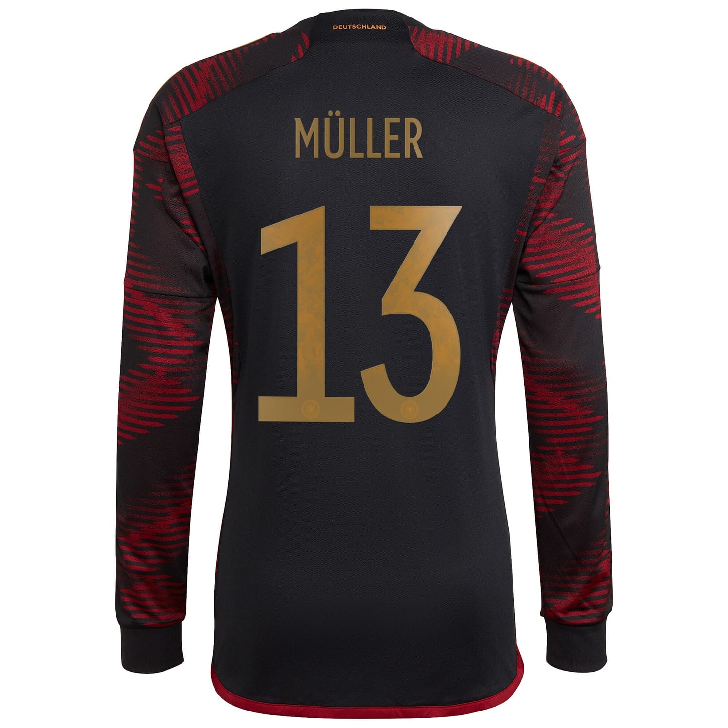 Germany National Team Away Jersey Shirt Long Sleeve Black 2022-23 player Thomas Müller printing for Men