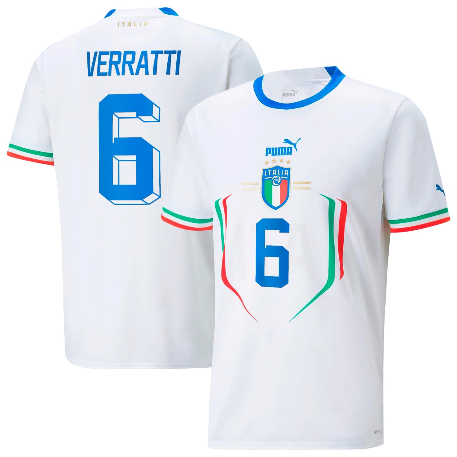 Italy National Team Away Jersey Shirt White 2022-23 player Marco Verratti printing for Men