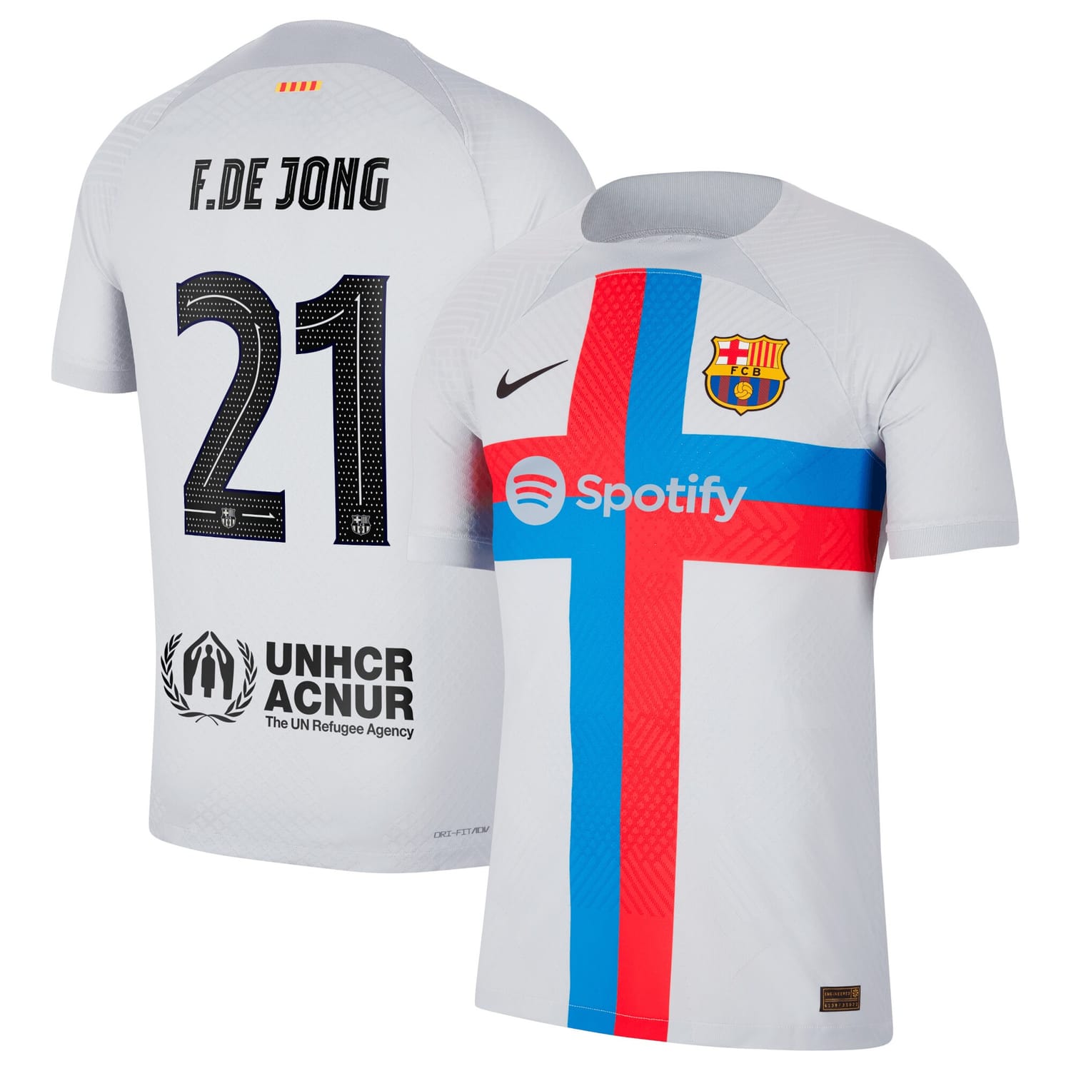 La Liga Barcelona Third Authentic Jersey Shirt Gray 2022-23 player Frenkie de Jong printing for Men