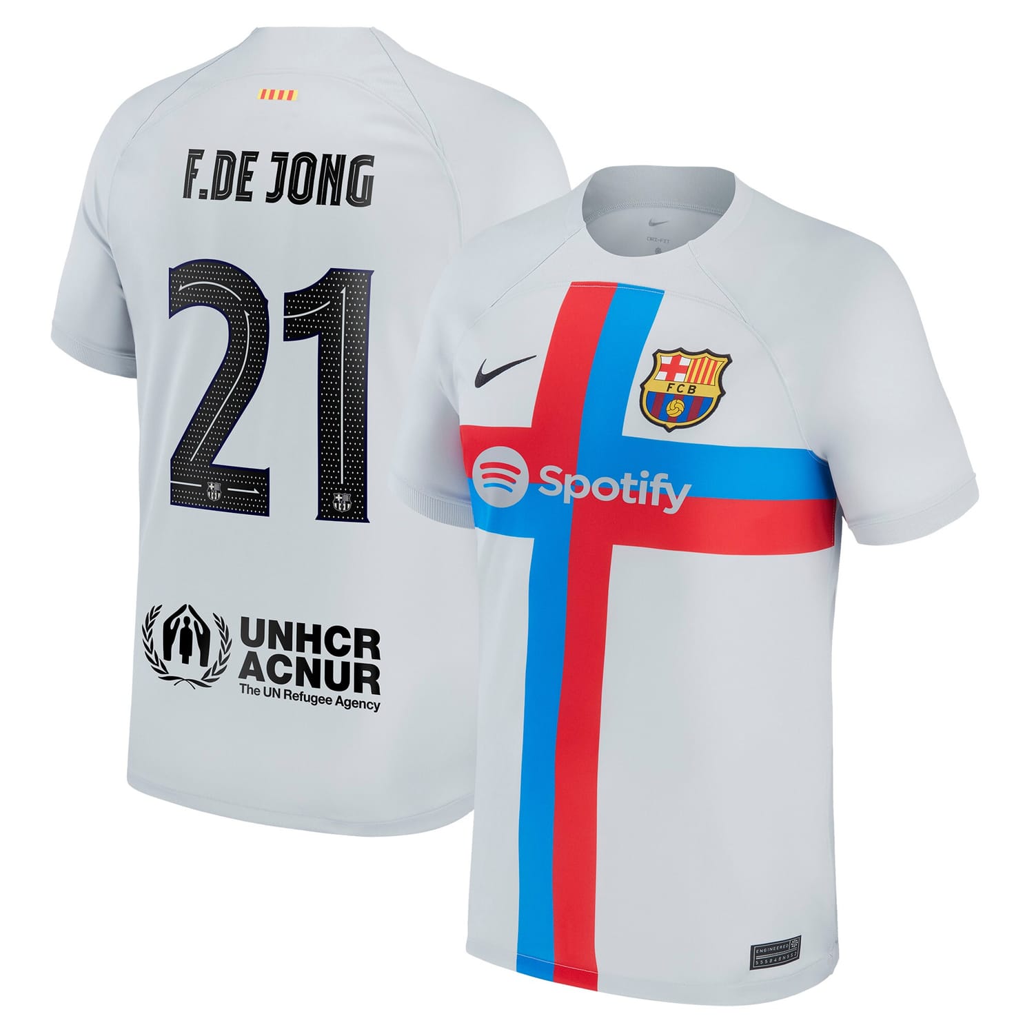 La Liga Barcelona Third Jersey Shirt Gray 2022-23 player Frenkie de Jong printing for Men