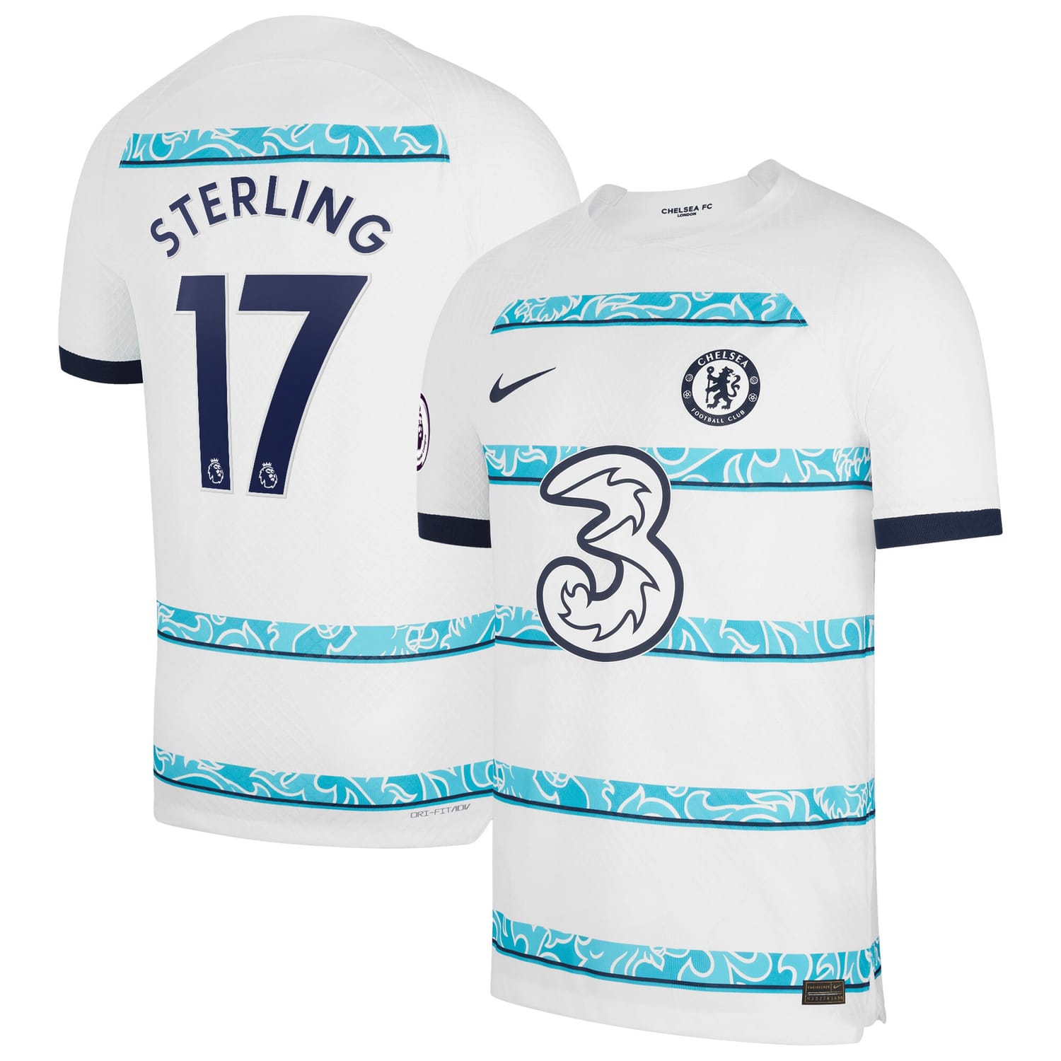 Premier League Chelsea Away Authentic Jersey Shirt White 2022-23 player Raheem Sterling printing for Men