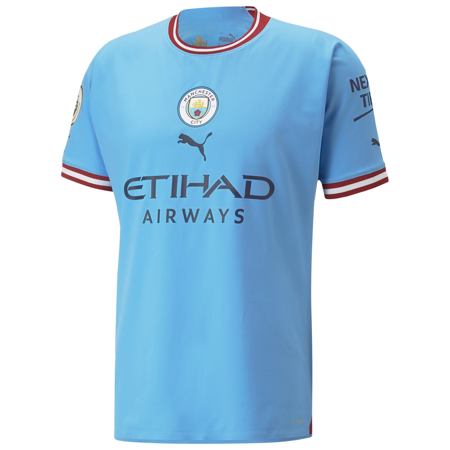 Premier League Manchester City Home Authentic Jersey Shirt Light Blue 2022-23 player Joao Cancelo printing for Men