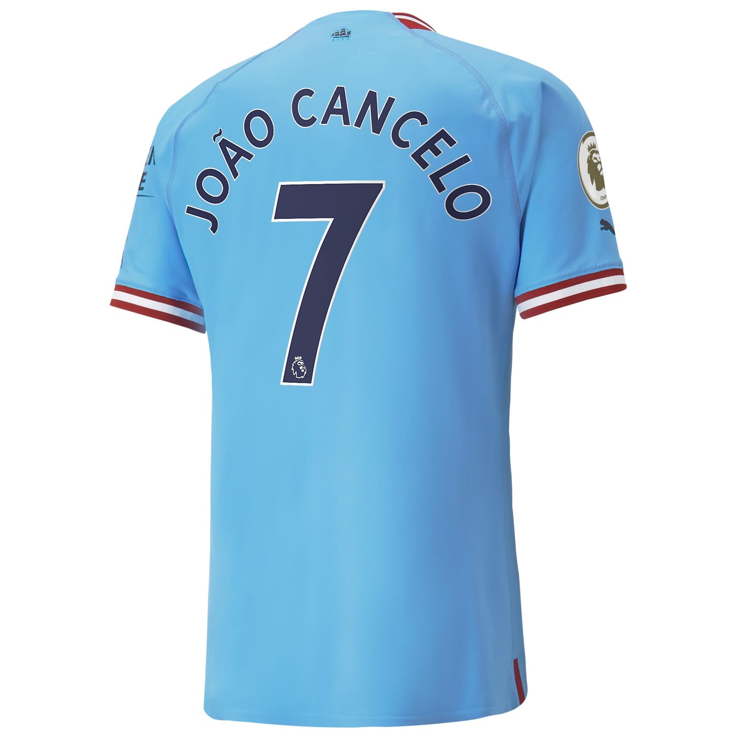 Premier League Manchester City Home Authentic Jersey Shirt Light Blue 2022-23 player Joao Cancelo printing for Men