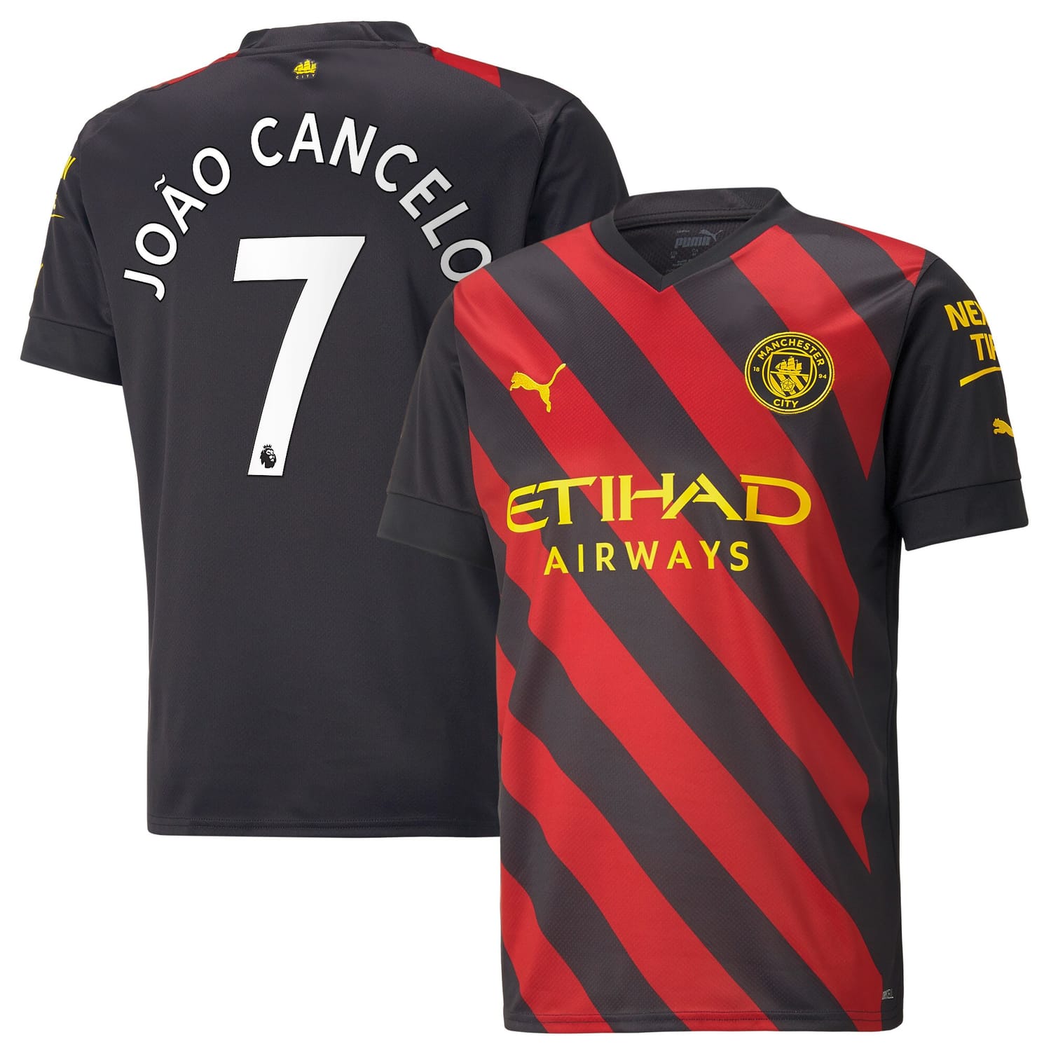 Premier League Manchester City Away Jersey Shirt Black 2022-23 player Joao Cancelo printing for Men