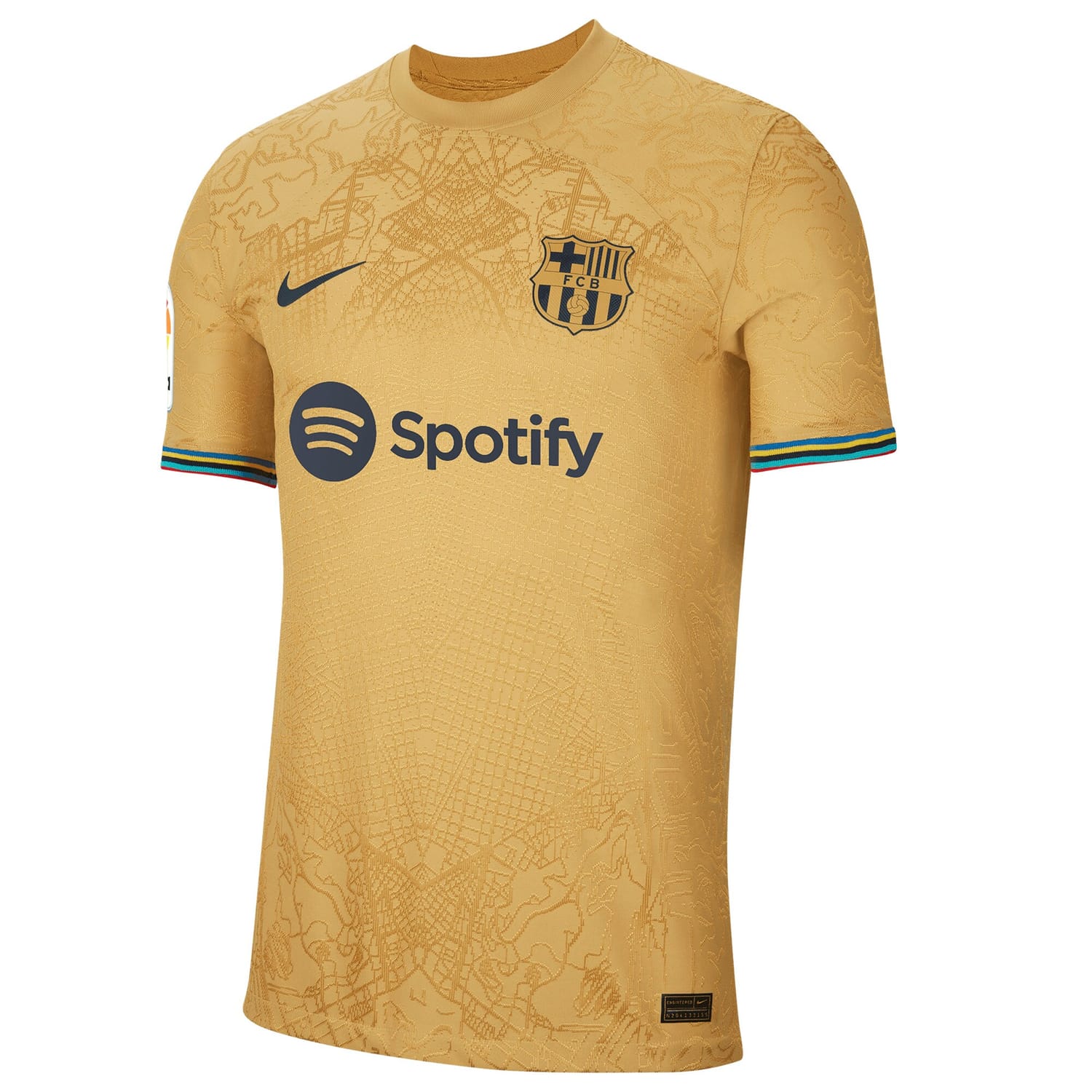 La Liga Barcelona Away Authentic Jersey Shirt Gold 2022-23 player Robert Lewandowski printing for Men