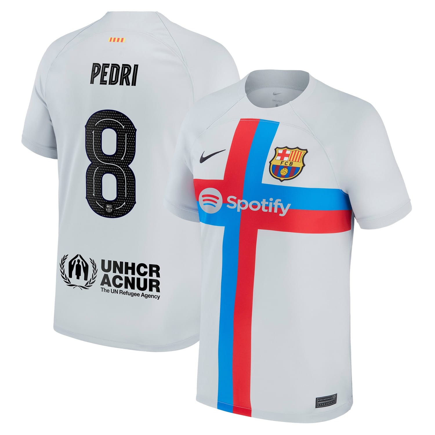 La Liga Barcelona Third Jersey Shirt Gray 2022-23 player Pedri printing for Men