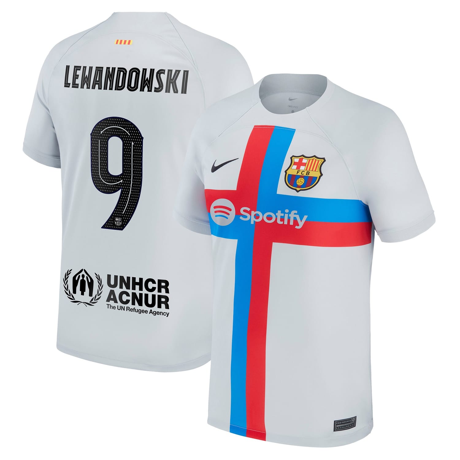 La Liga Barcelona Third Jersey Shirt Gray 2022-23 player Robert Lewandowski printing for Men