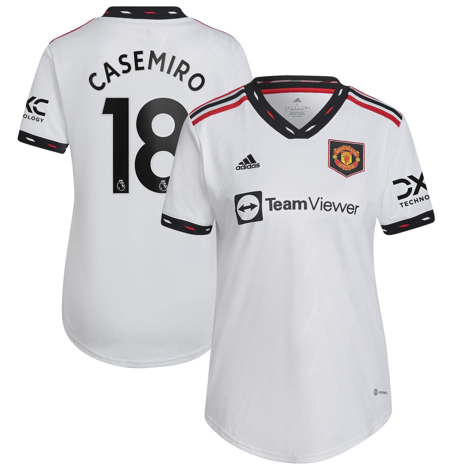 Premier League Manchester United Away Jersey Shirt White 2022-23 player Carlos Casemiro printing for Women