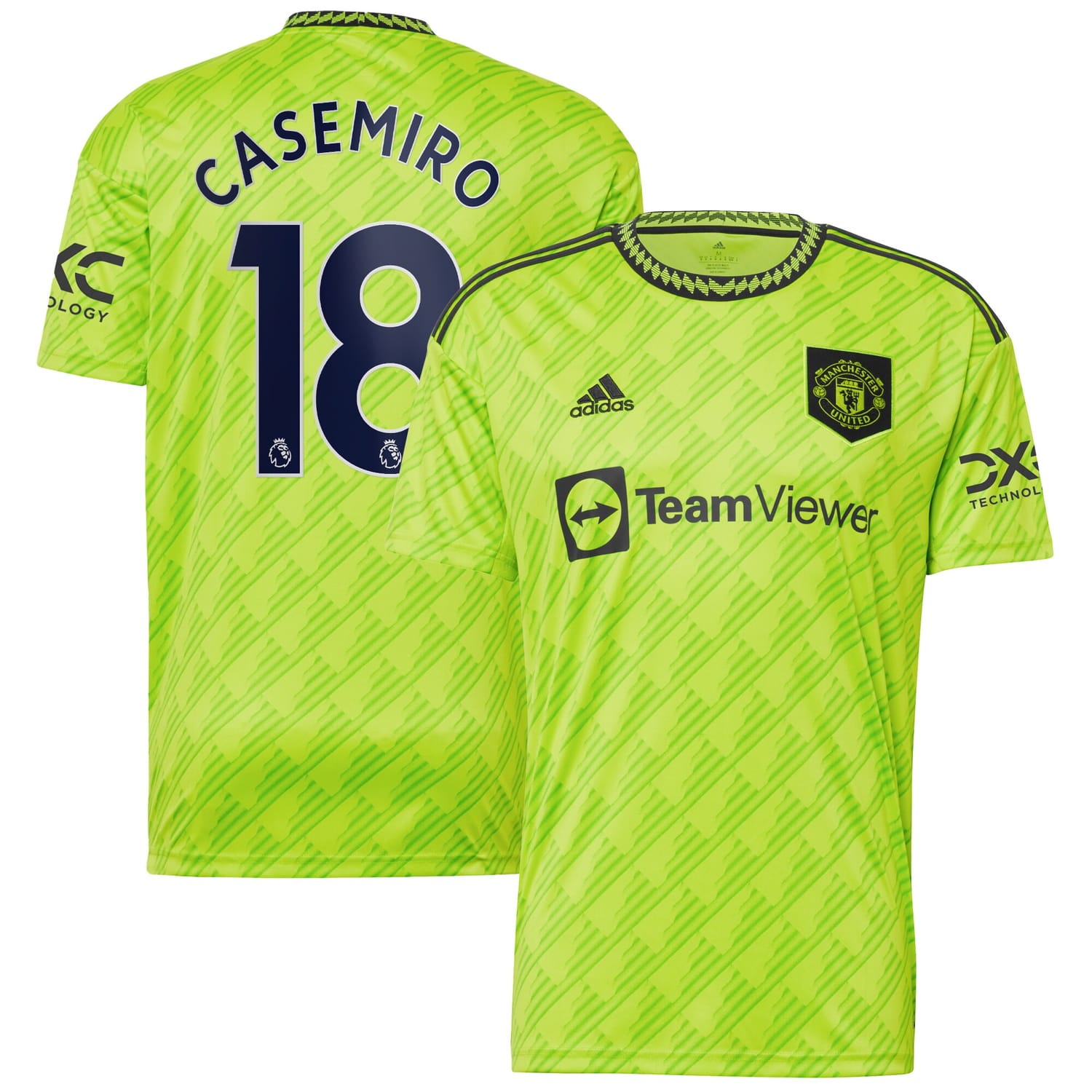 Premier League Manchester United Third Jersey Shirt Neon Green 2022-23 player Carlos Casemiro printing for Men